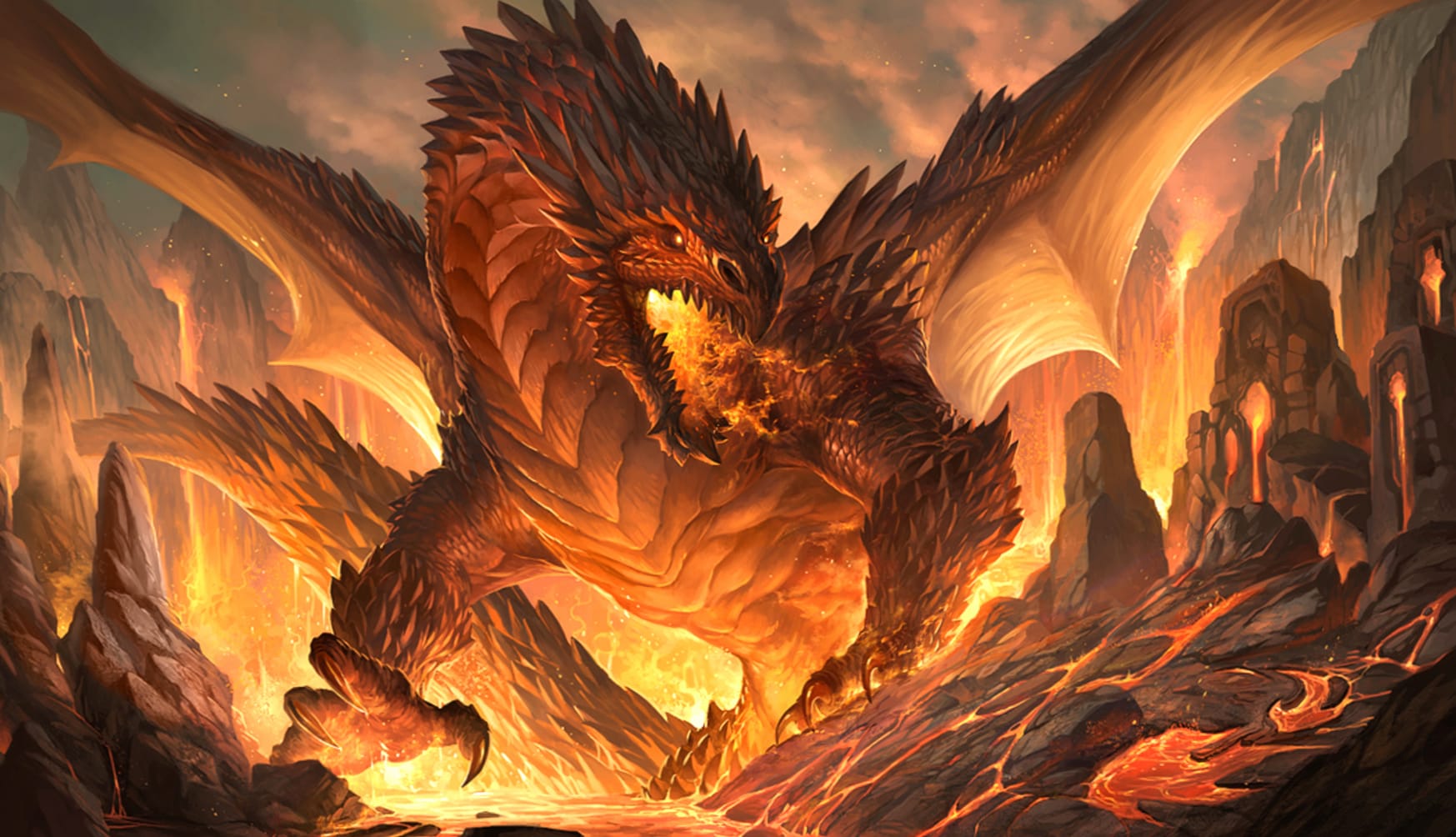 Fantasy Dragon Fury at 2560 x 1440 HD size wallpapers HD quality