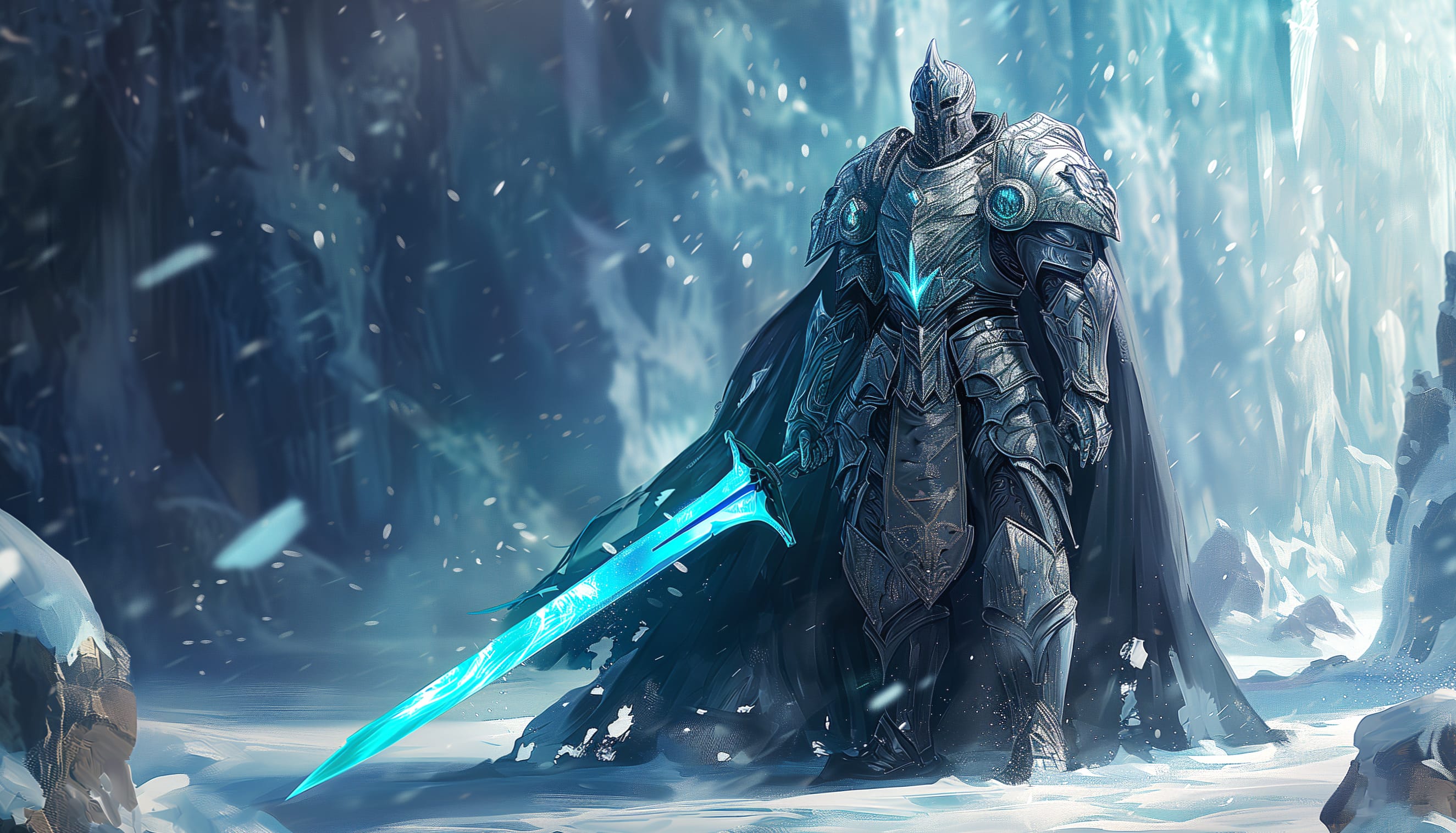 Fantasy Knight in Icy Realm at 1920 x 1080 HD size wallpapers HD quality