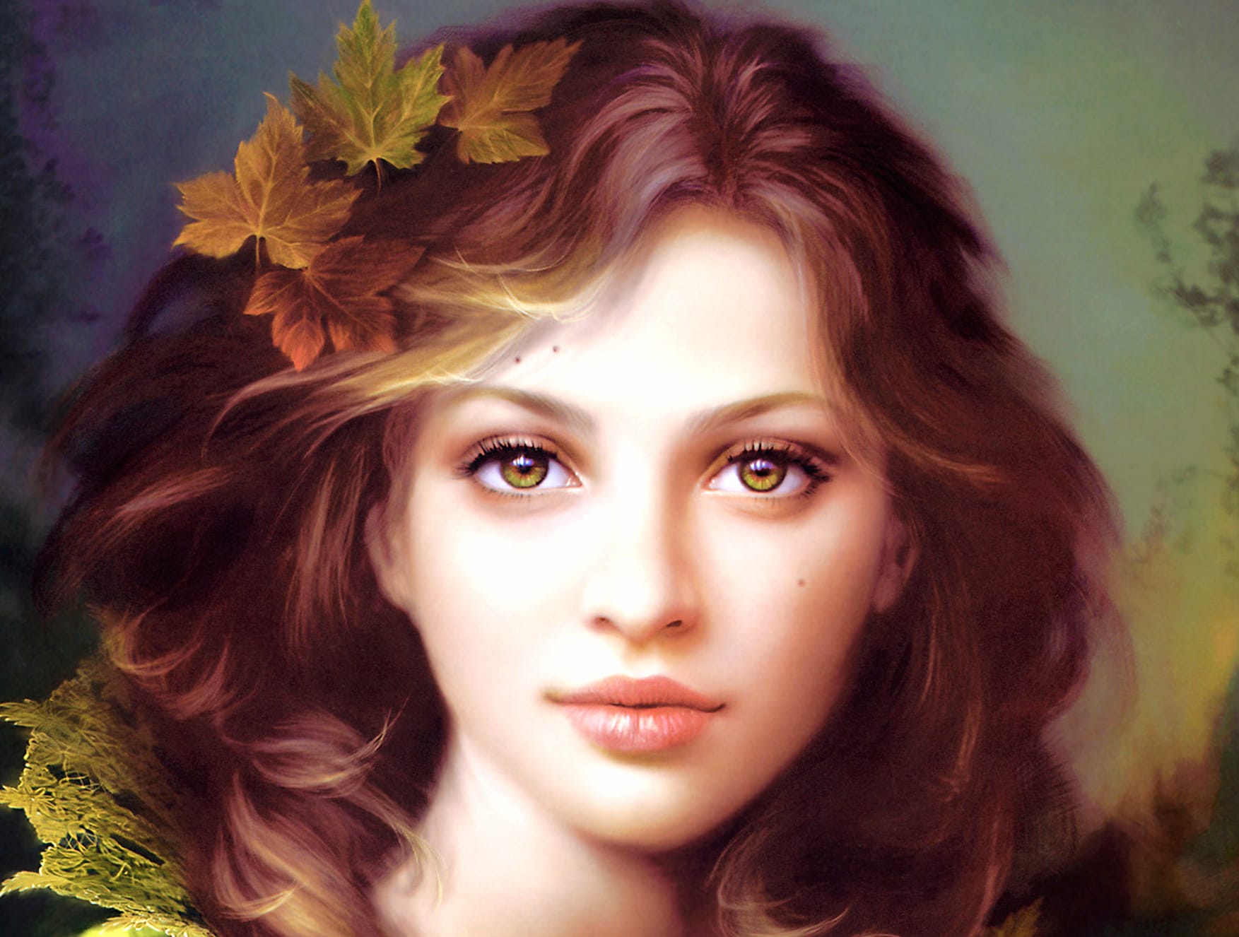 Fantasy Leaf Woman at 1536 x 864 HD size wallpapers HD quality