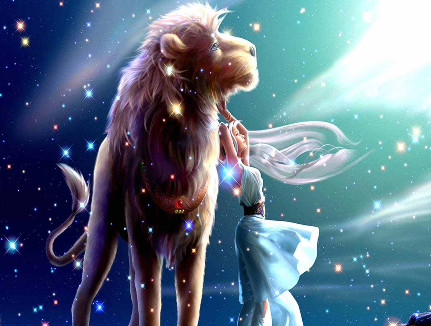 Fantasy Lion Embrace wallpapers HD quality