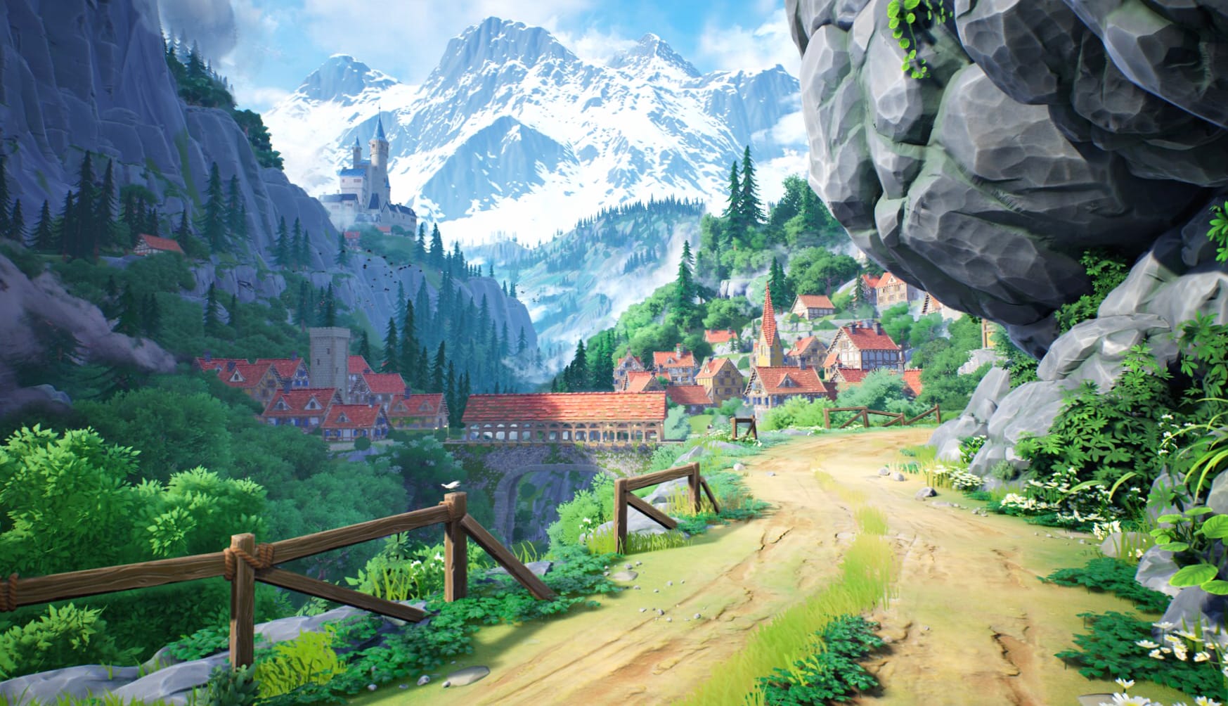 Fantasy Mountain City - at 1024 x 1024 iPad size wallpapers HD quality