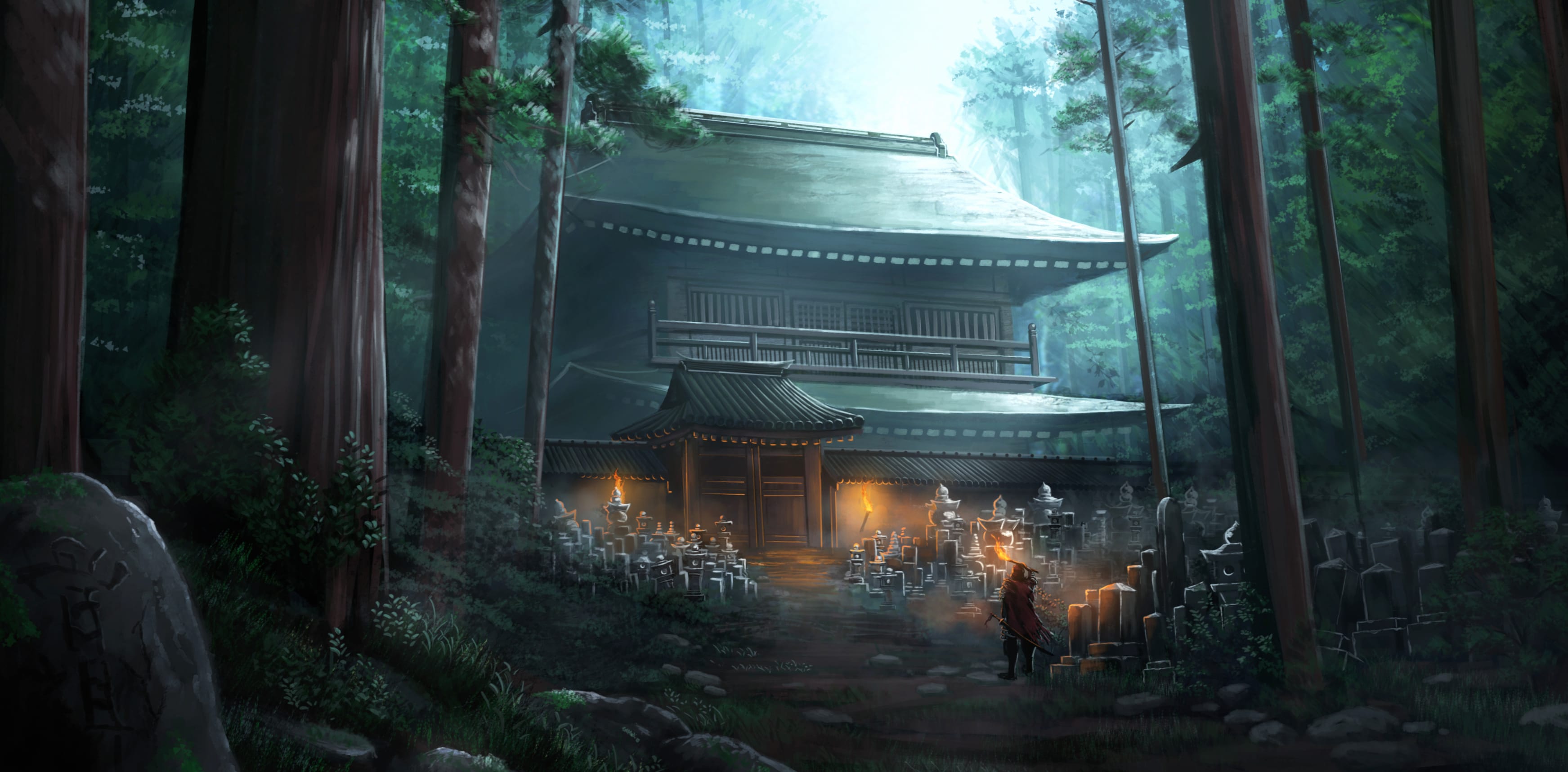 Fantasy Samurai Temple - wallpapers HD quality