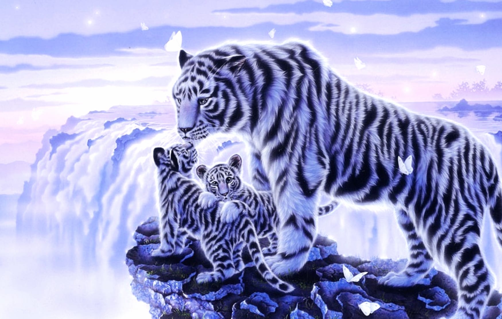 Fantasy Snow Tiger Cubs wallpapers HD quality