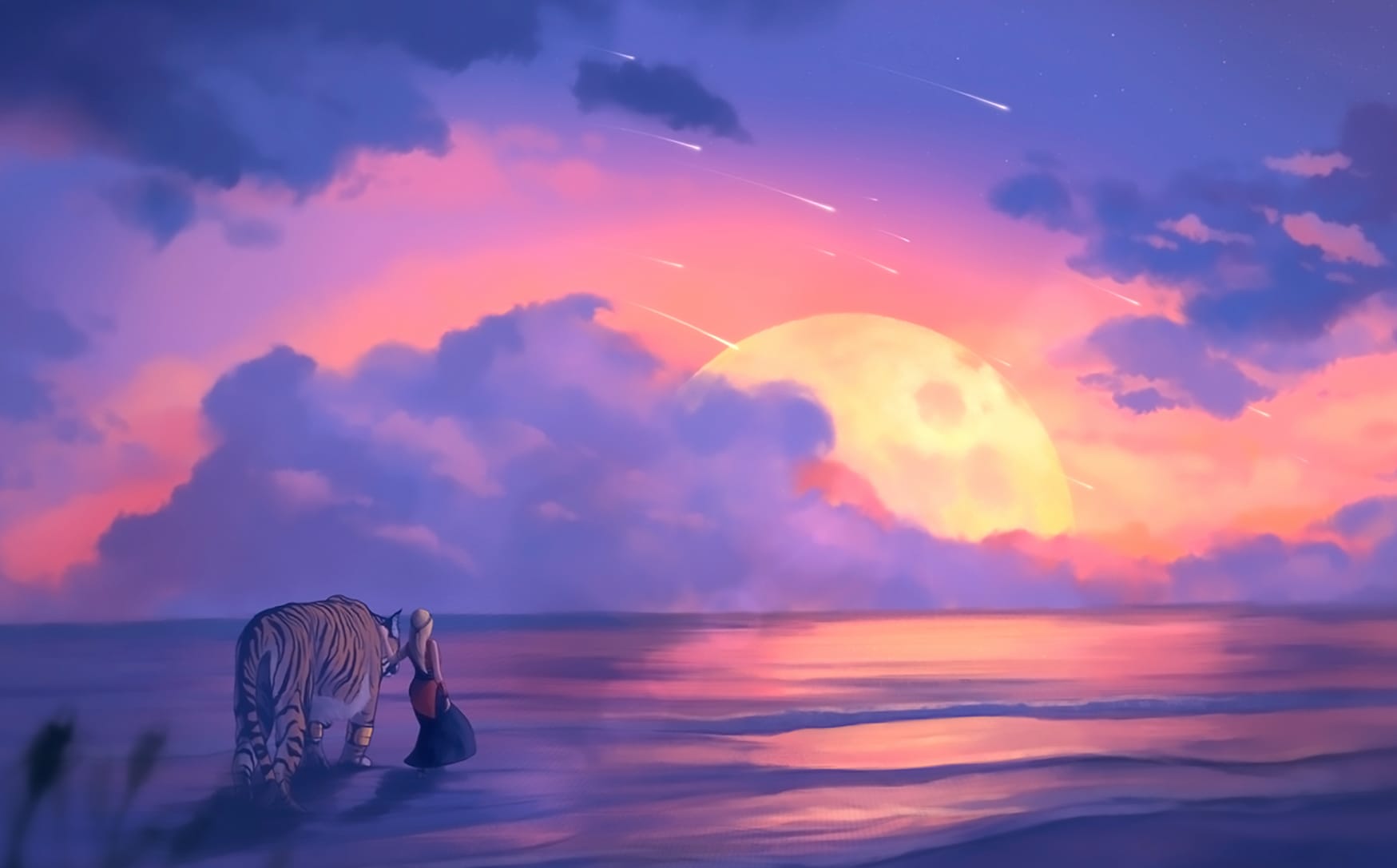 Fantasy Sunset Landscape Tiger and the Comet wallpapers HD quality