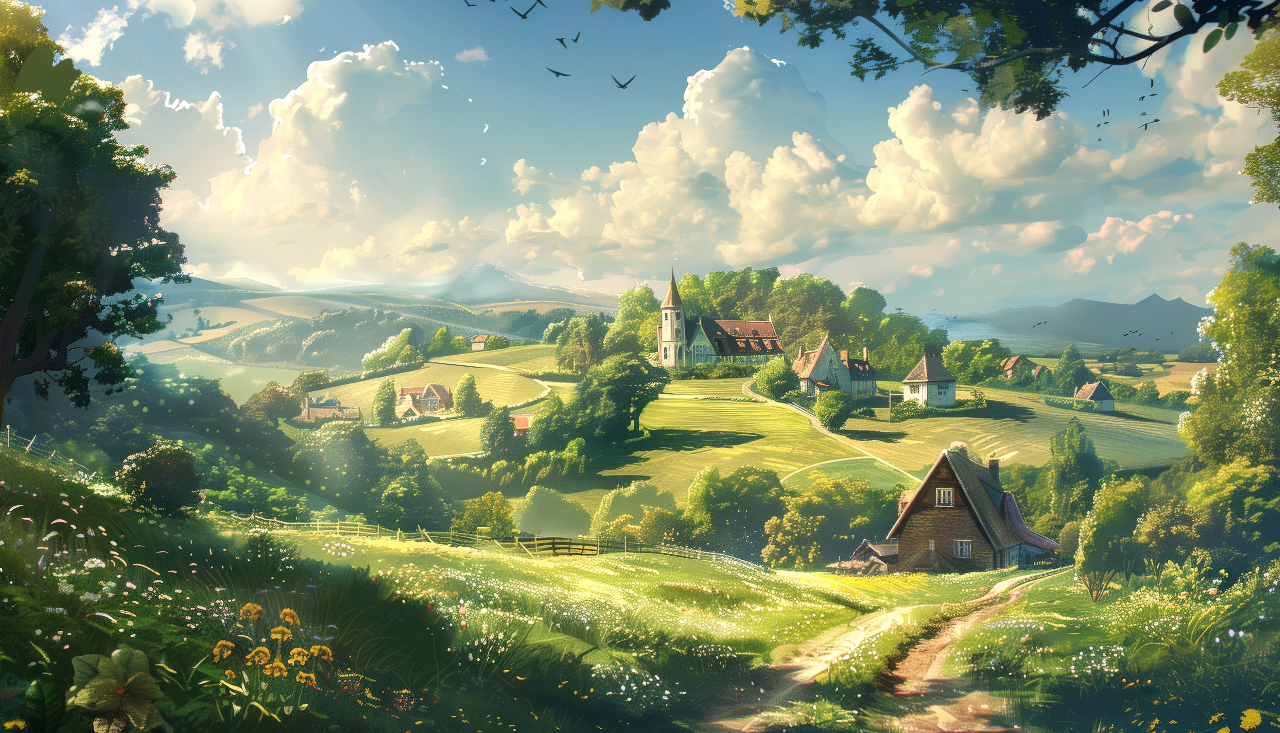 Fantasy Village Road - wallpapers HD quality