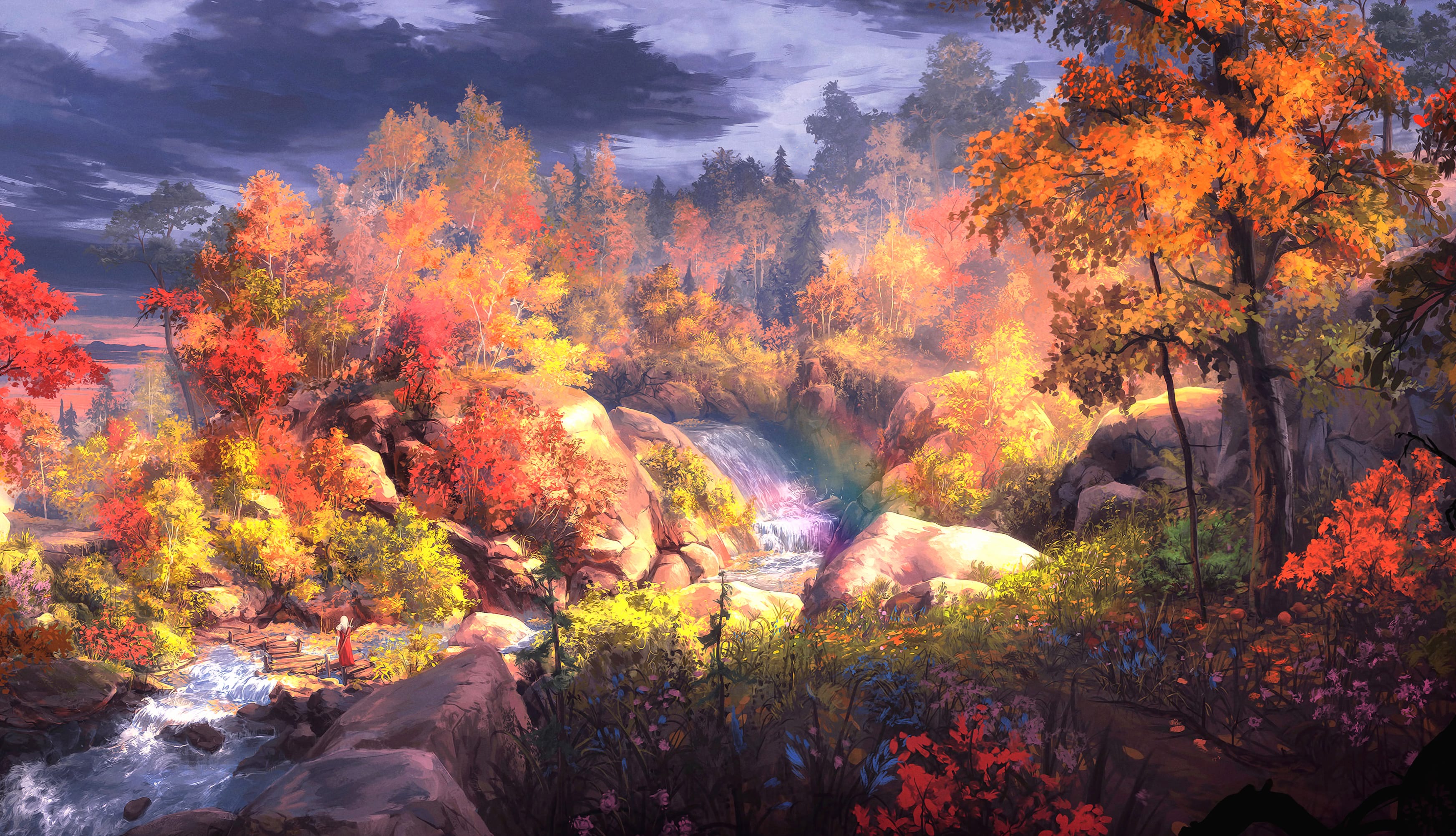 Fantasy Warrior in Autumn Forest - wallpapers HD quality