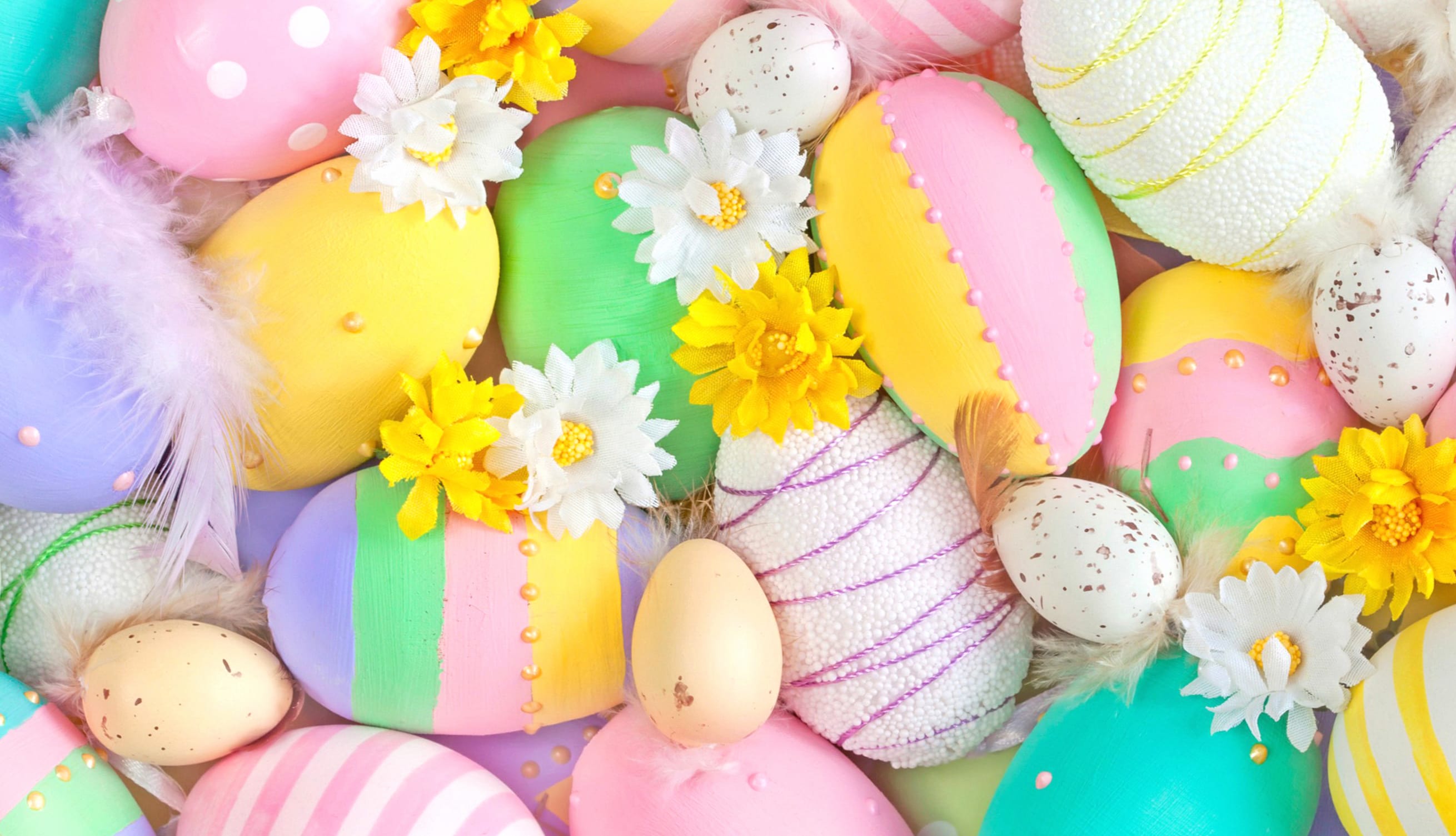 Feather Pastel Flower Easter Egg Holiday Easter wallpapers HD quality