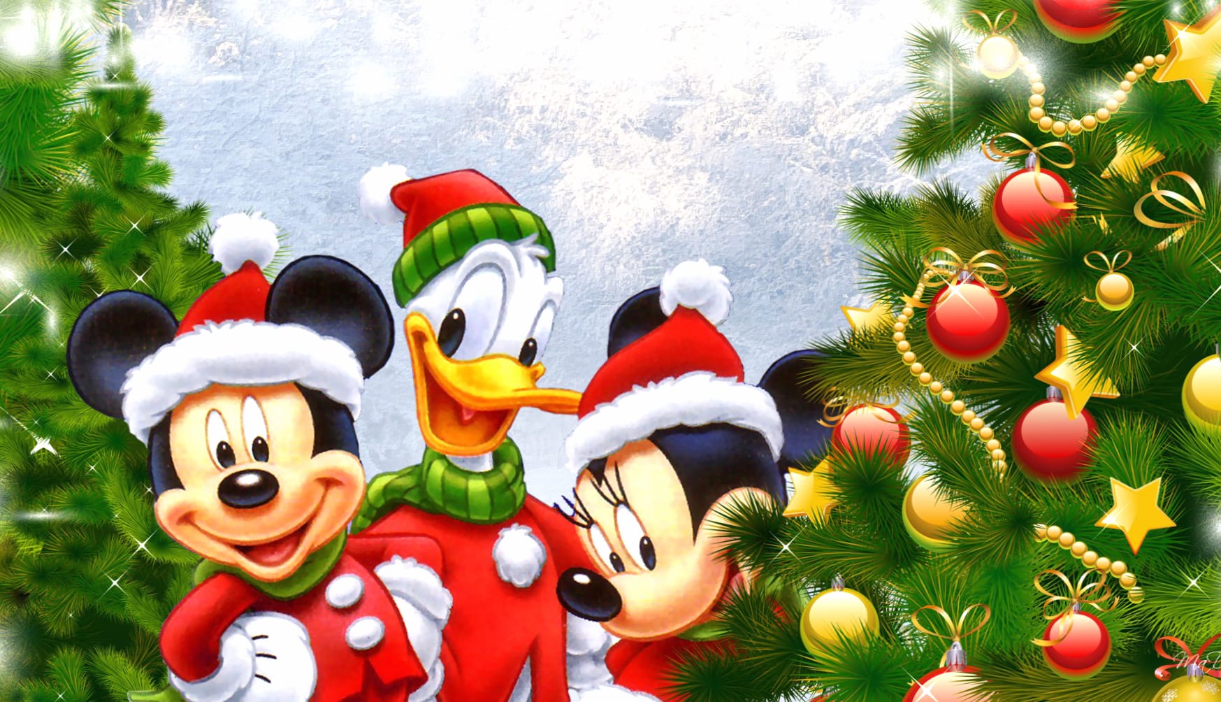 Festive Fun with Mickey and Friends - at 640 x 1136 iPhone 5 size wallpapers HD quality