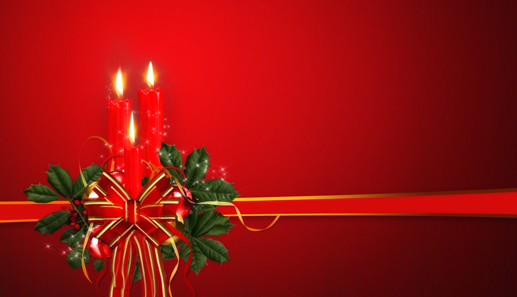 Festive Red Candles and Ribbons for Christmas wallpapers HD quality