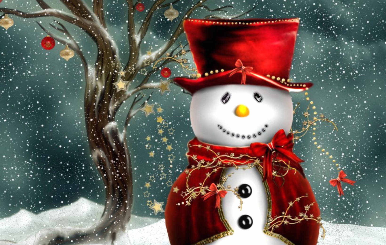 Festive Snowman in Wonderland - wallpapers HD quality