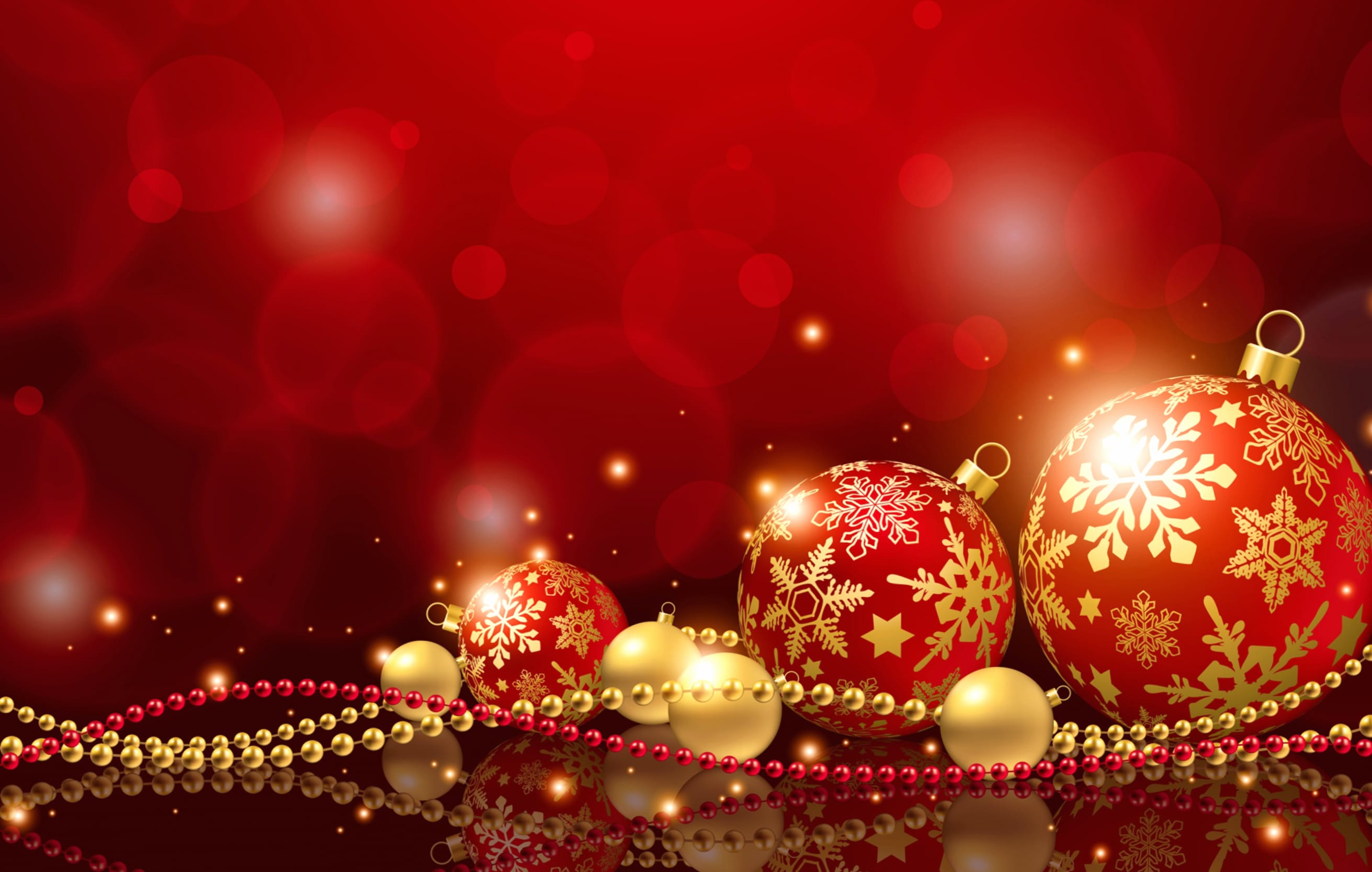 Festive Sparkles Red Christmas Ornaments wallpapers HD quality