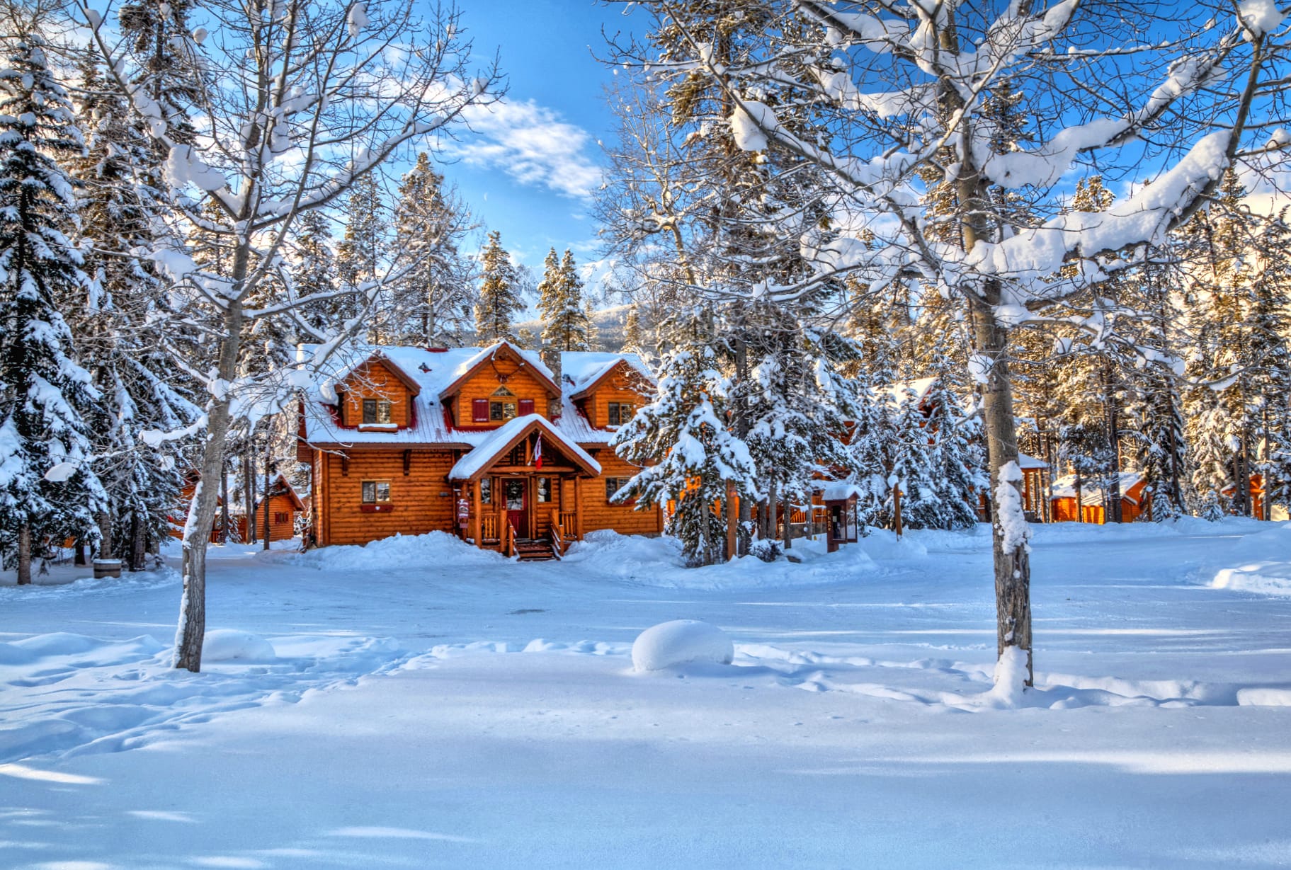 Field Cabin Canada Snow Tree House Photography Winter wallpapers HD quality