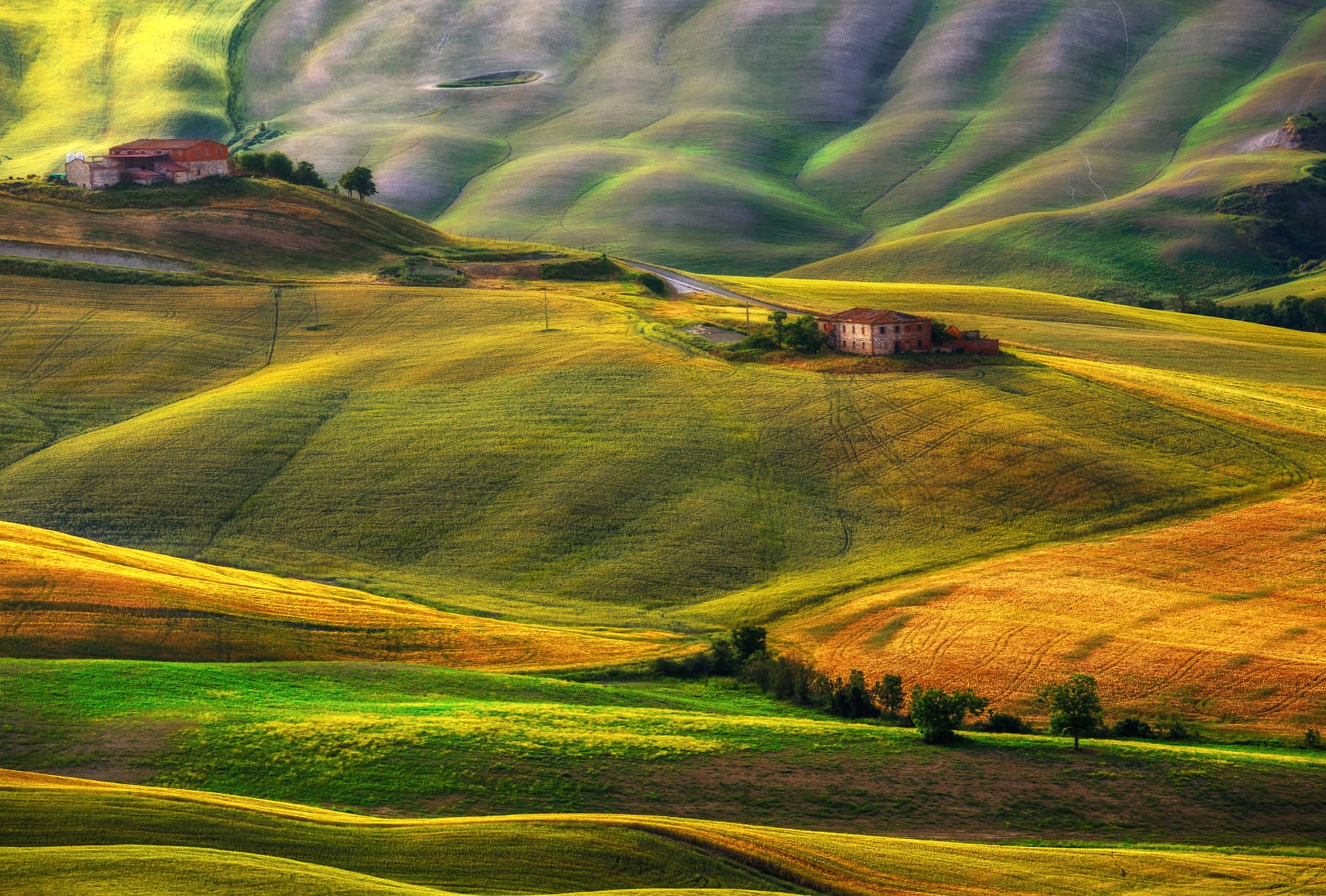 Field Hill House Landscape Italy Photography Tuscany wallpapers HD quality