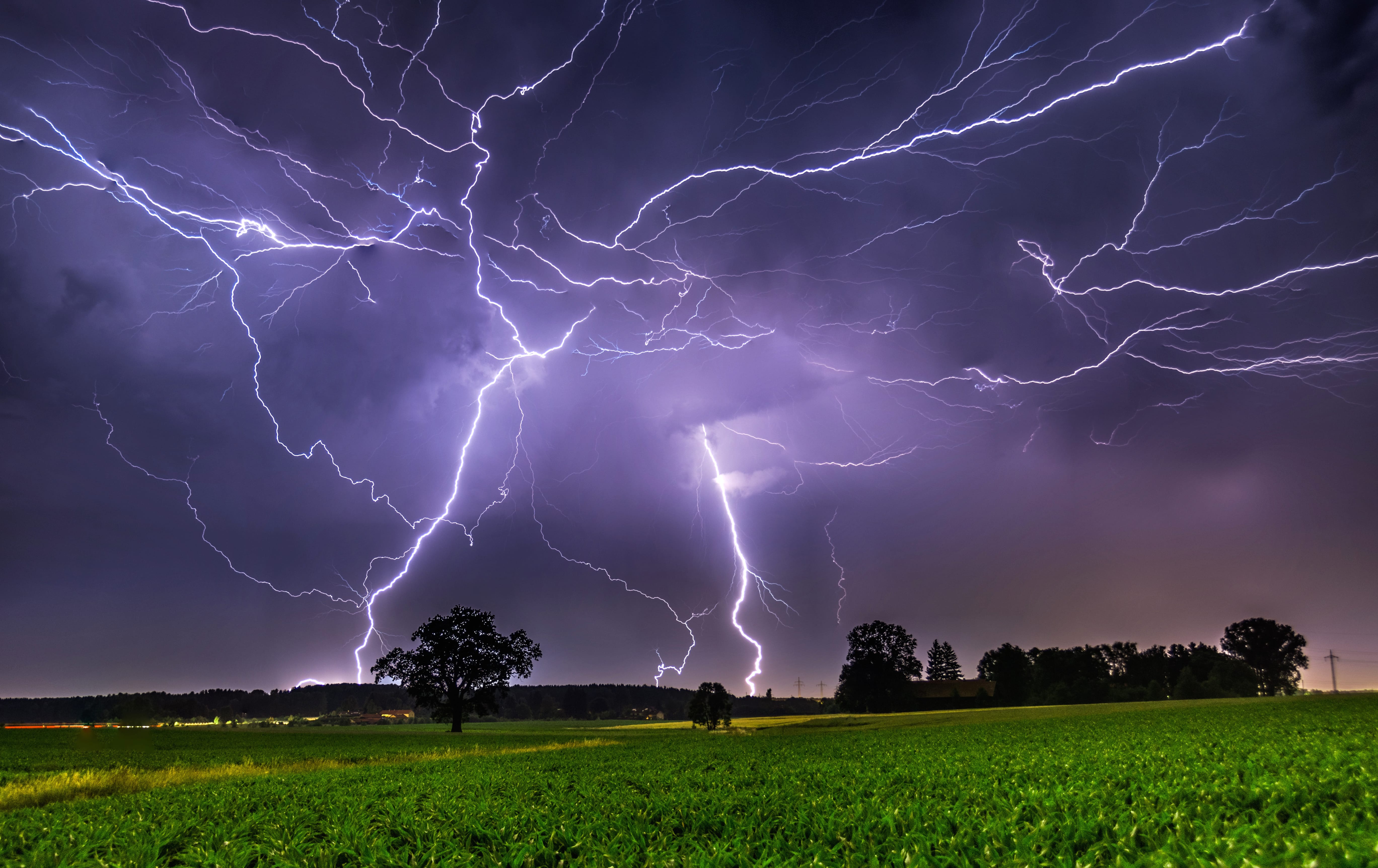 Field Night Sky Nature Photography Lightning at 1024 x 1024 iPad size wallpapers HD quality