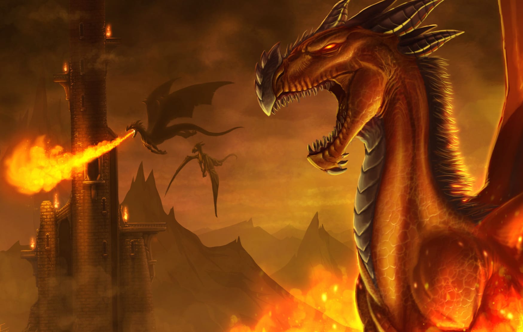 Fiery Dragon Siege wallpapers HD quality