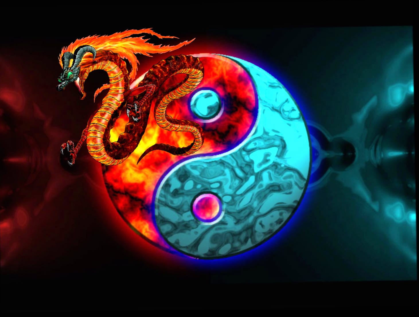 Fiery Dragon Yin & Yang wallpapers HD quality