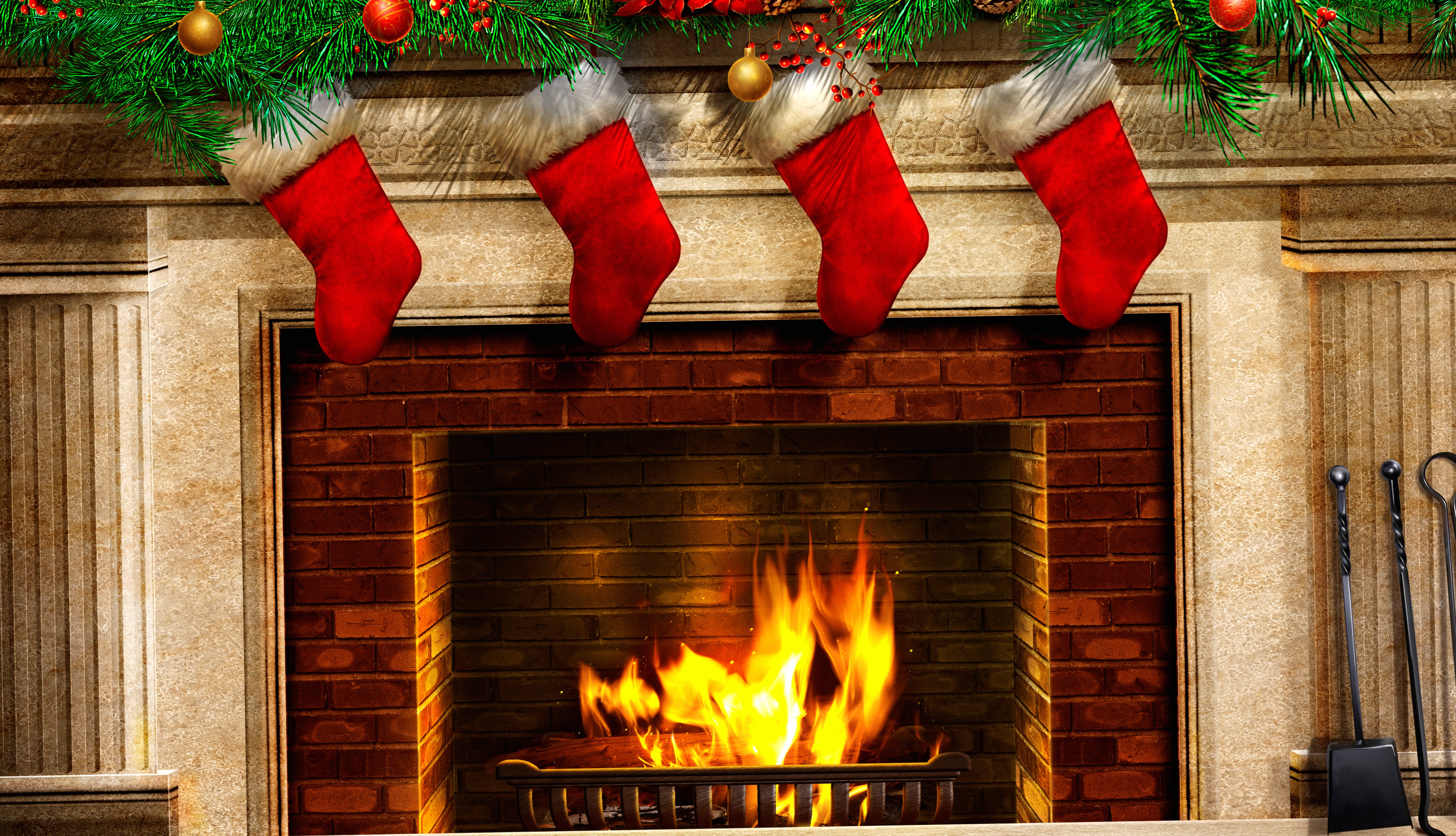 Fire Fireplace Holiday Christmas at 1680 x 945 HD size wallpapers HD quality