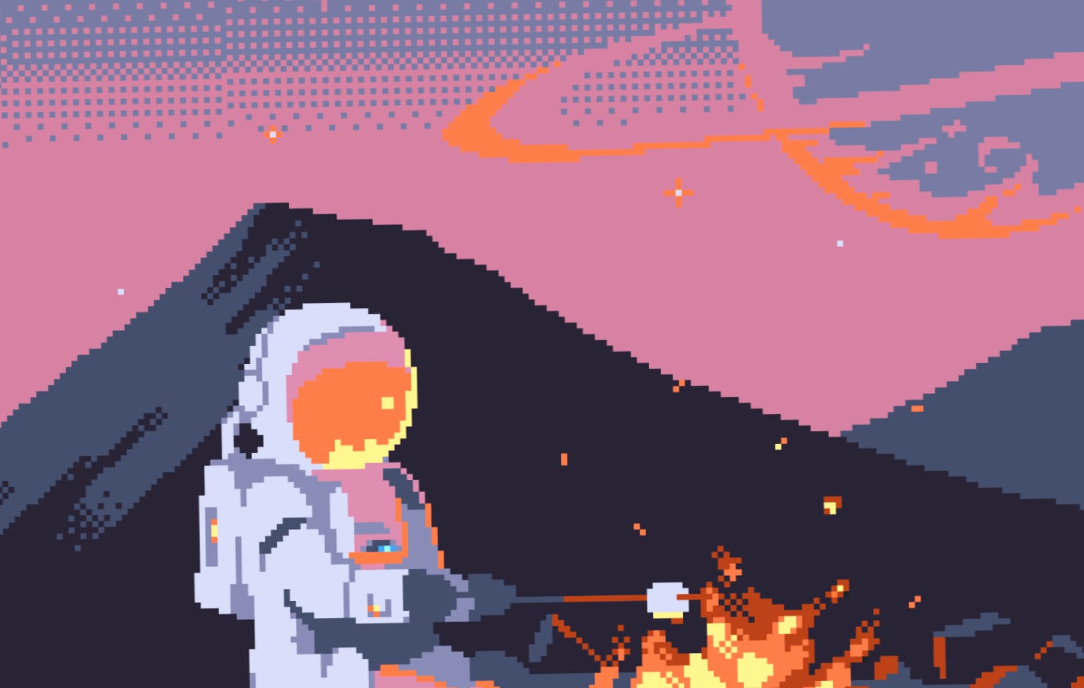 Firelit Astronaut 8-Bit wallpapers HD quality