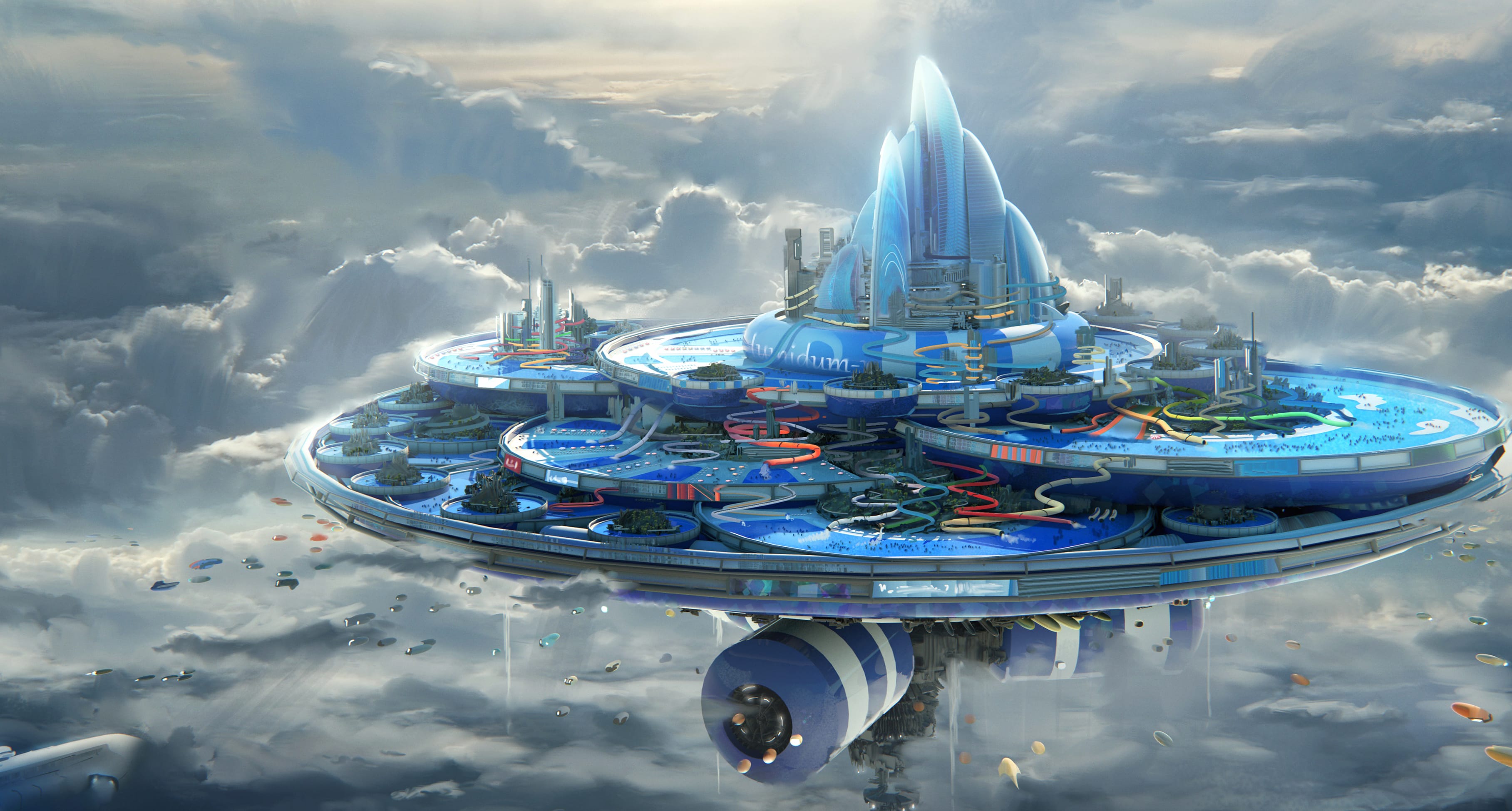 Futuristic Floating City - HD Sci-Fi Wallpaper wallpapers HD quality