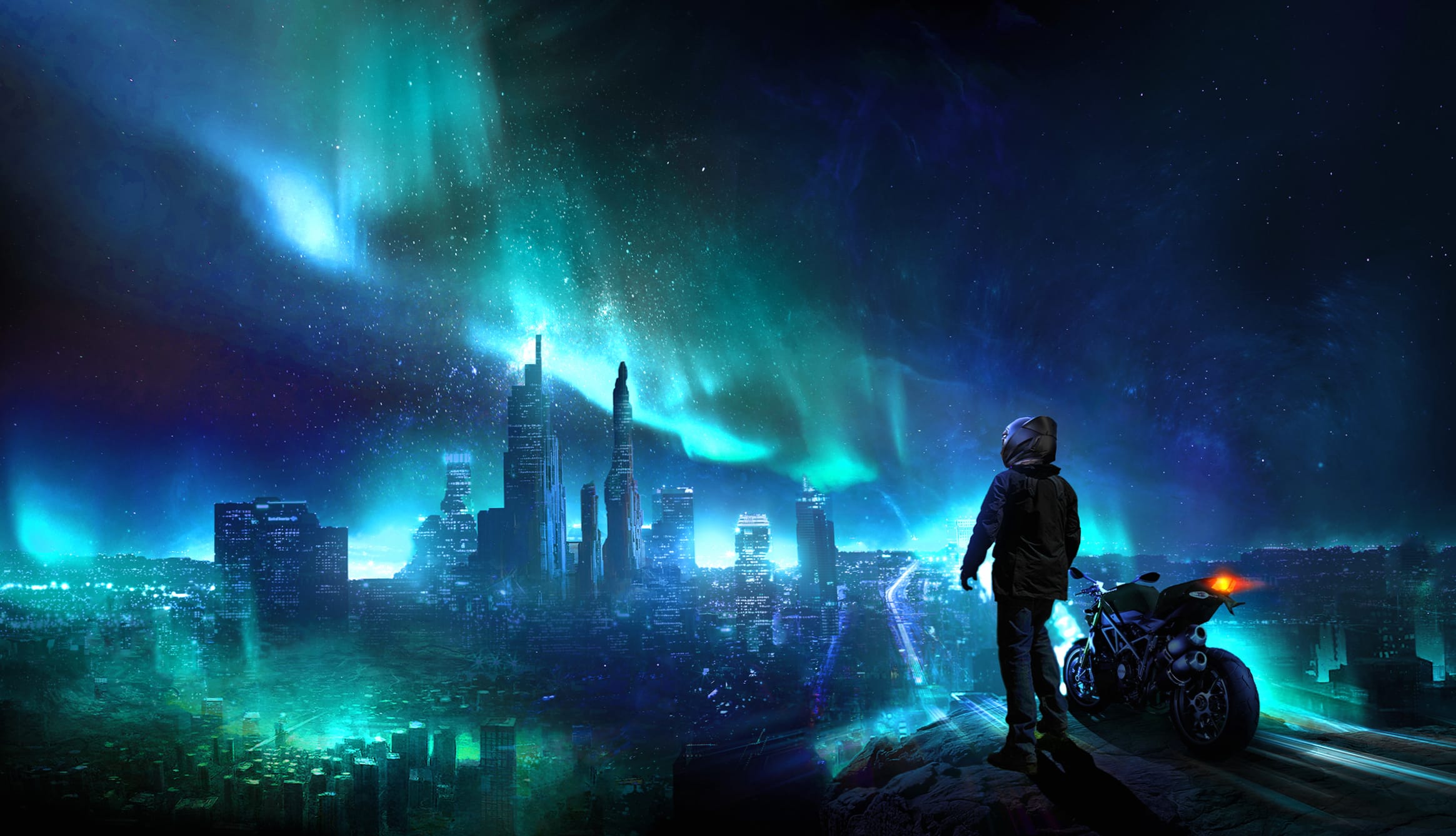 Futuristic Night Ride - Sci-Fi City wallpapers HD quality