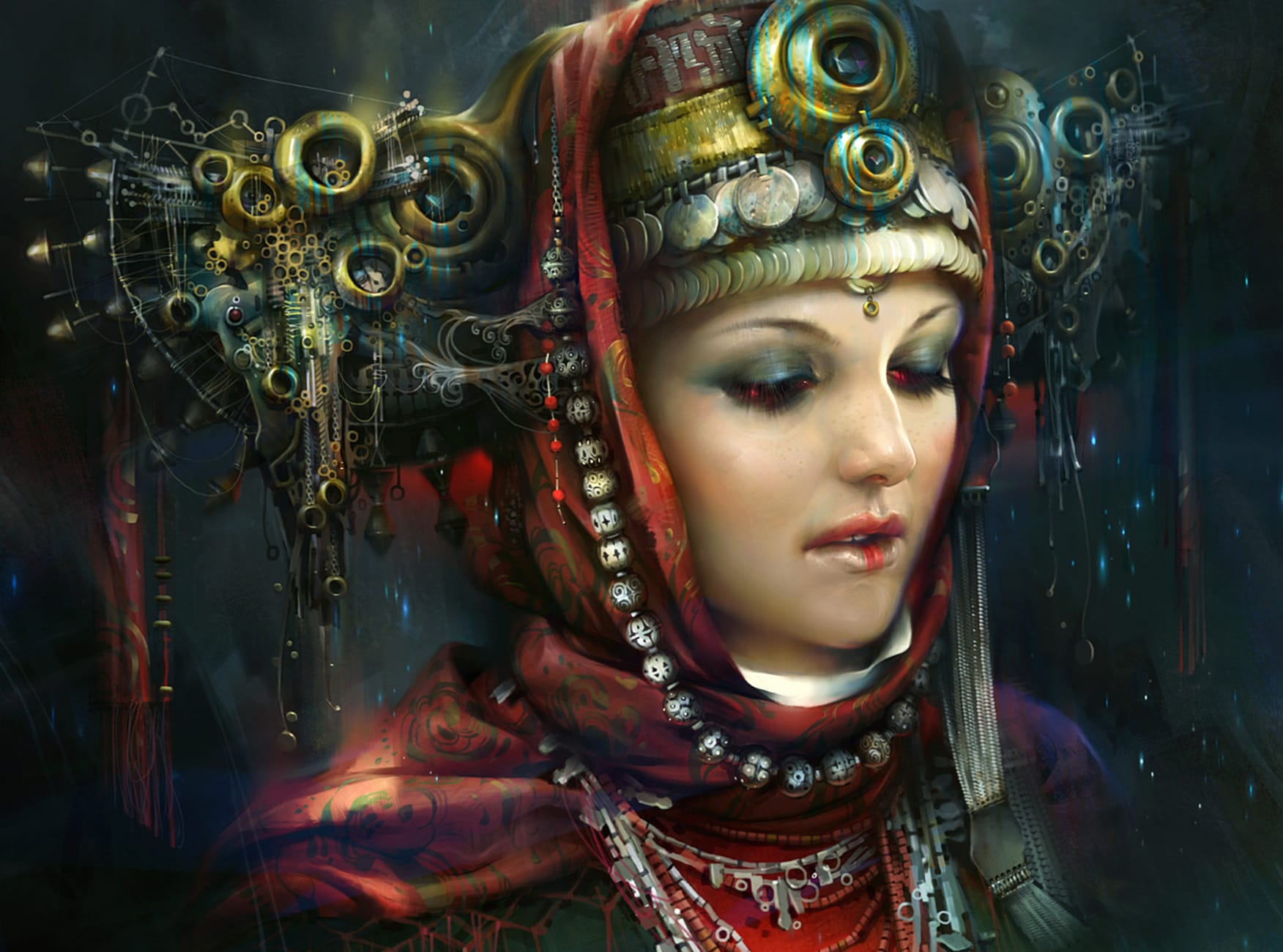 Futuristic Steampunk Crown - Fantasy Woman wallpapers HD quality