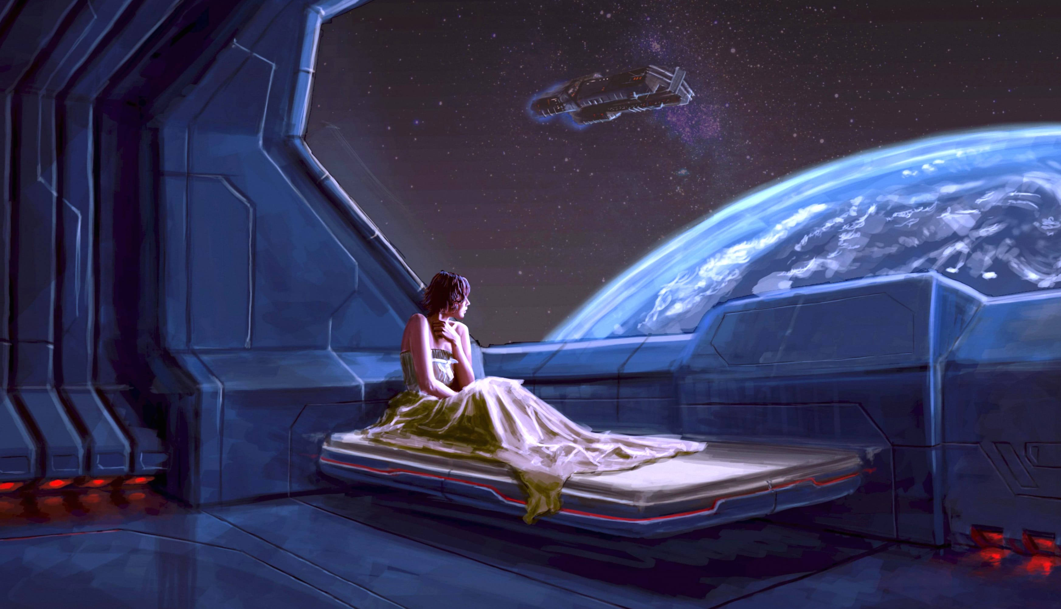 Galactic Serenity Sci-Fi Woman at 1536 x 864 HD size wallpapers HD quality