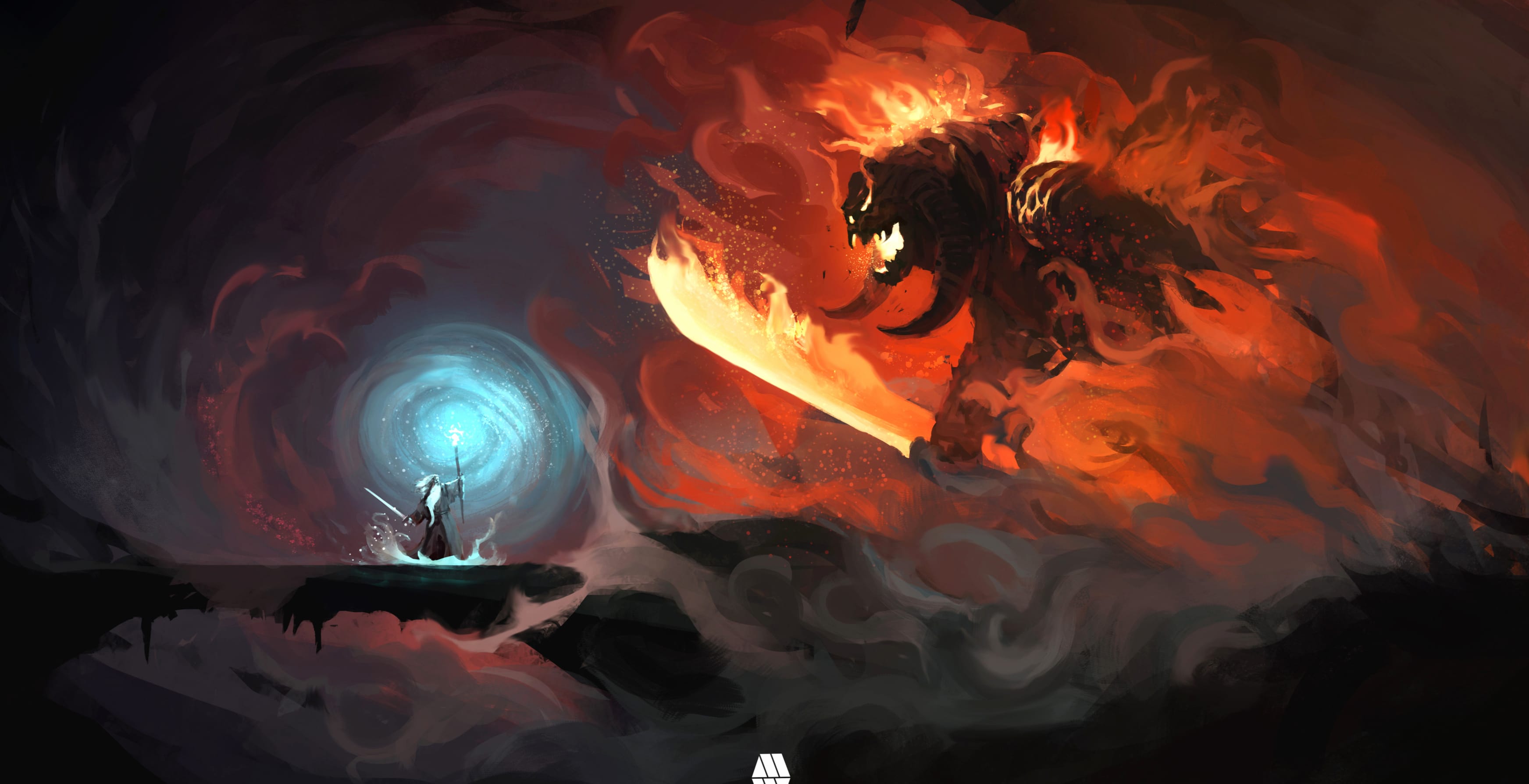 Gandalf vs Balrog at 2560 x 1440 HD size wallpapers HD quality