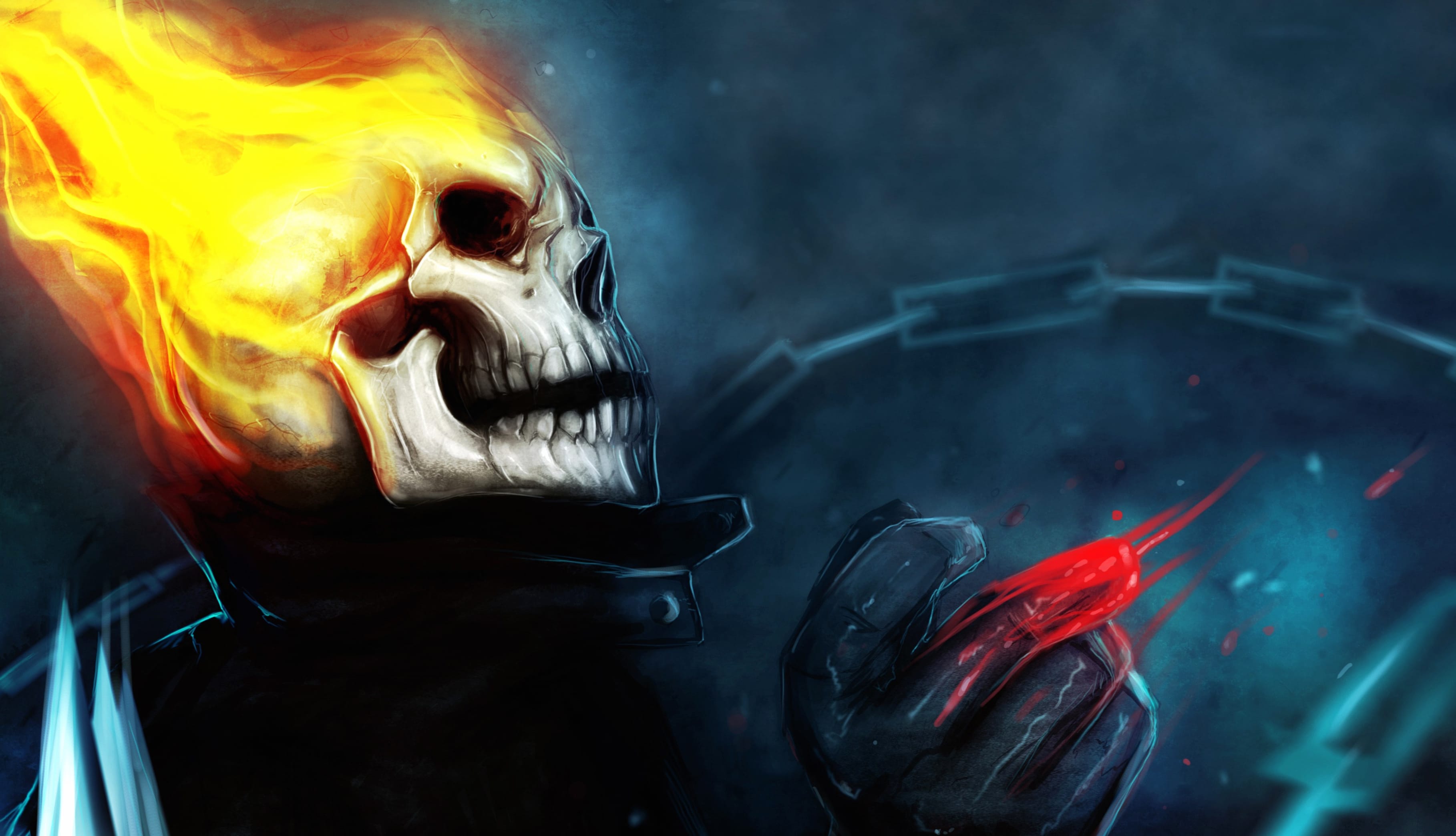 Ghost Rider in Flames - HD Comic Wallpaper wallpapers HD quality