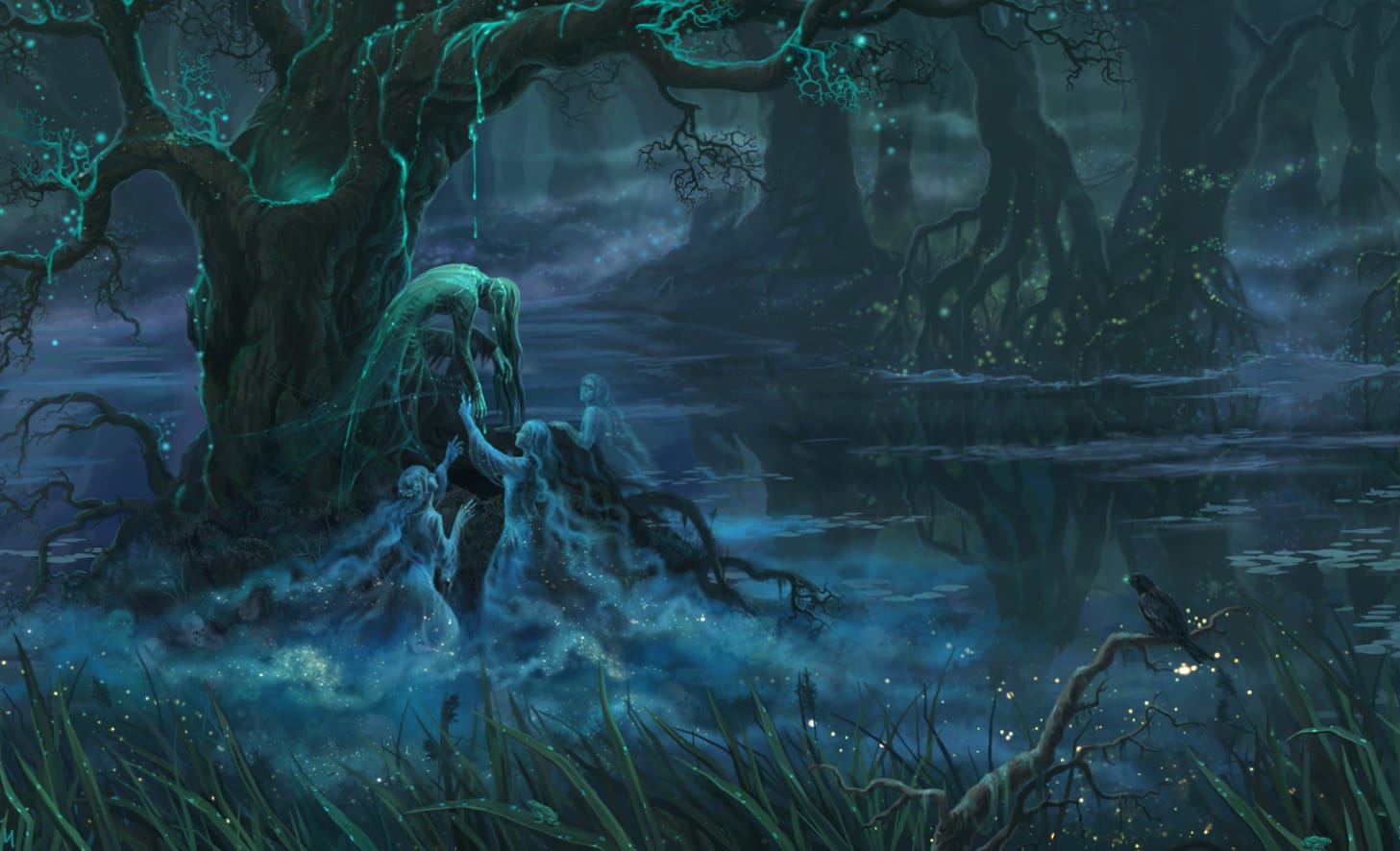 Ghost Swamp Tree Evil Forest Fantasy Dark Wallpaper wallpapers HD quality