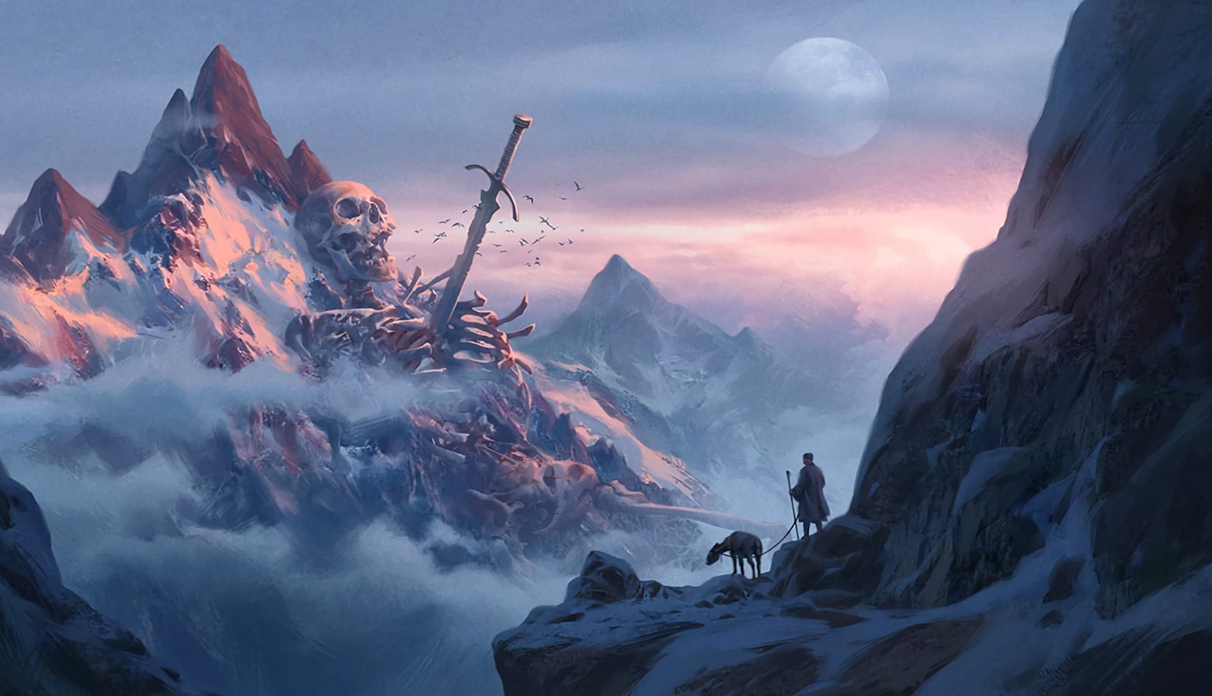 Giant Skeleton on the Mountain - HD Fantasy Wallpaper wallpapers HD quality