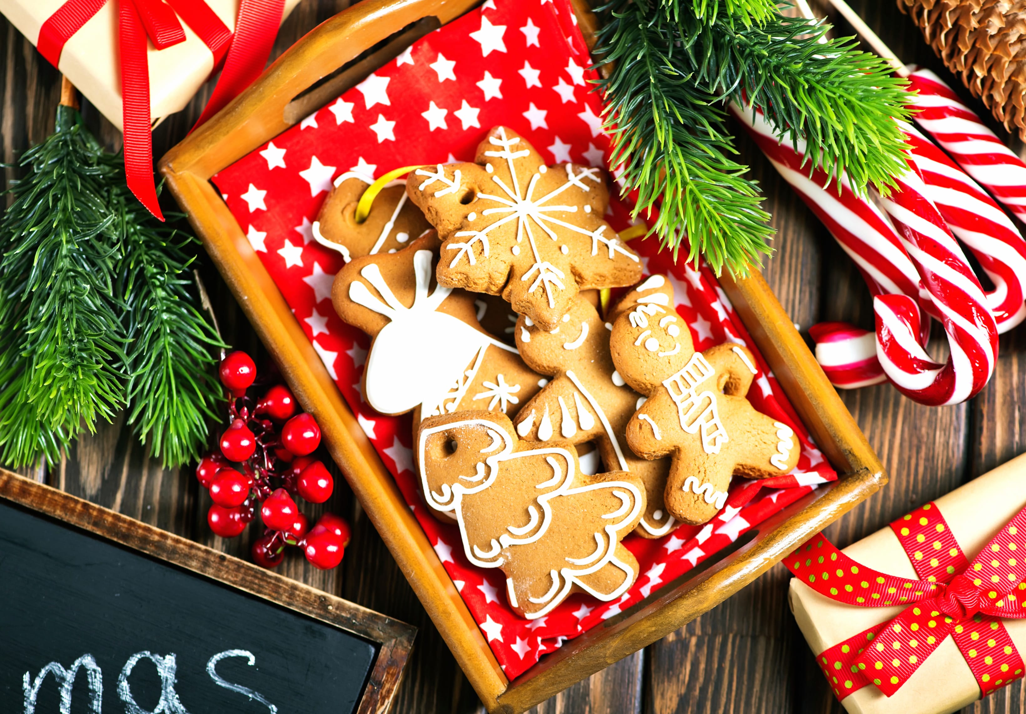 Gift Candy Cane Cookie Holiday Christmas wallpapers HD quality