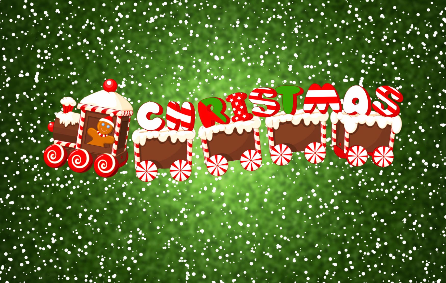 Gingerbread Train Snowflake Holiday Christmas wallpapers HD quality