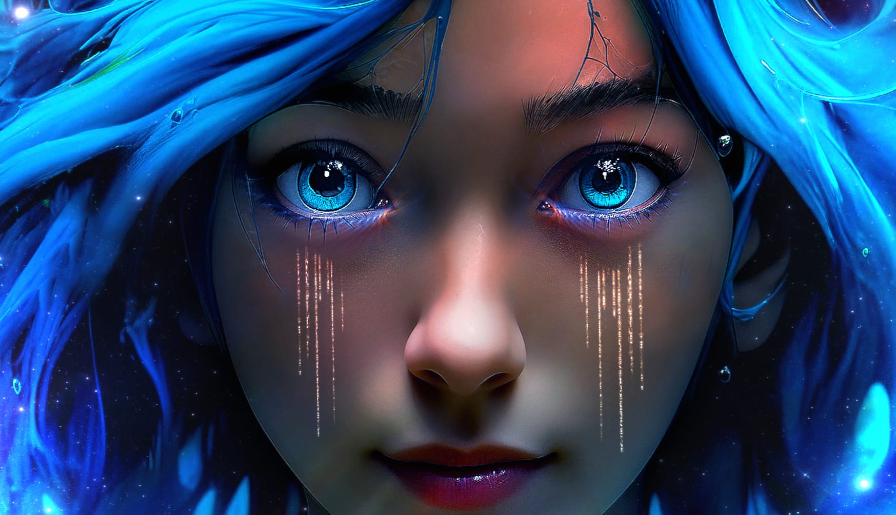 Girl Woman Blue Digital Fantasy Artistic wallpapers HD quality