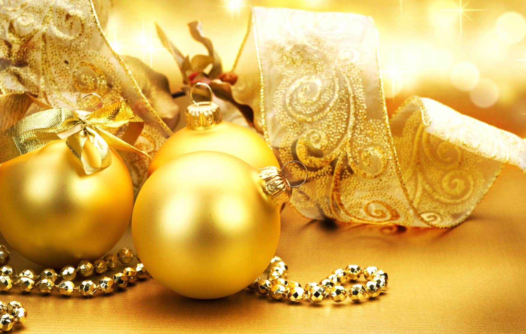 Golden Christmas Ornaments Elegant for the Holiday Season at 320 x 480 iPhone size wallpapers HD quality