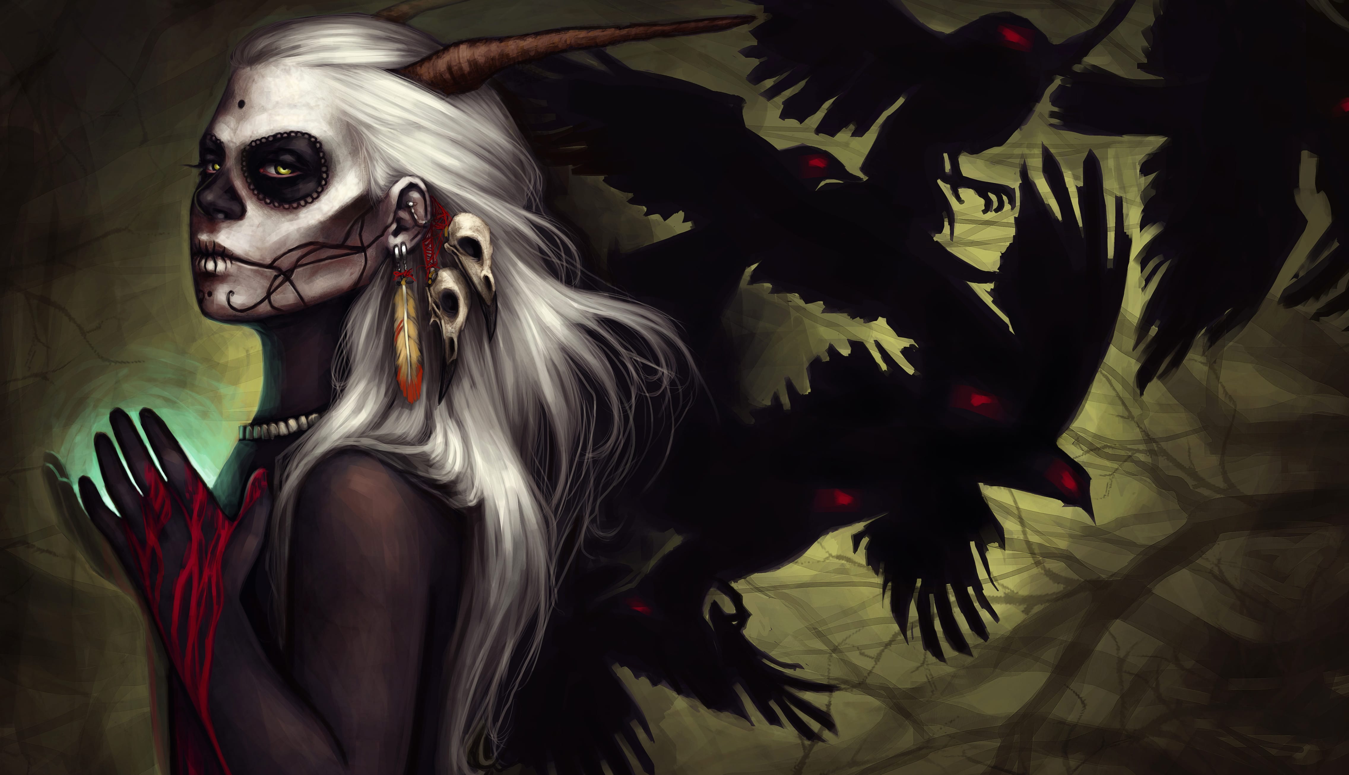 Gothic Crow Demon - 4K Artistic Sugar Skull Wallpaper wallpapers HD quality