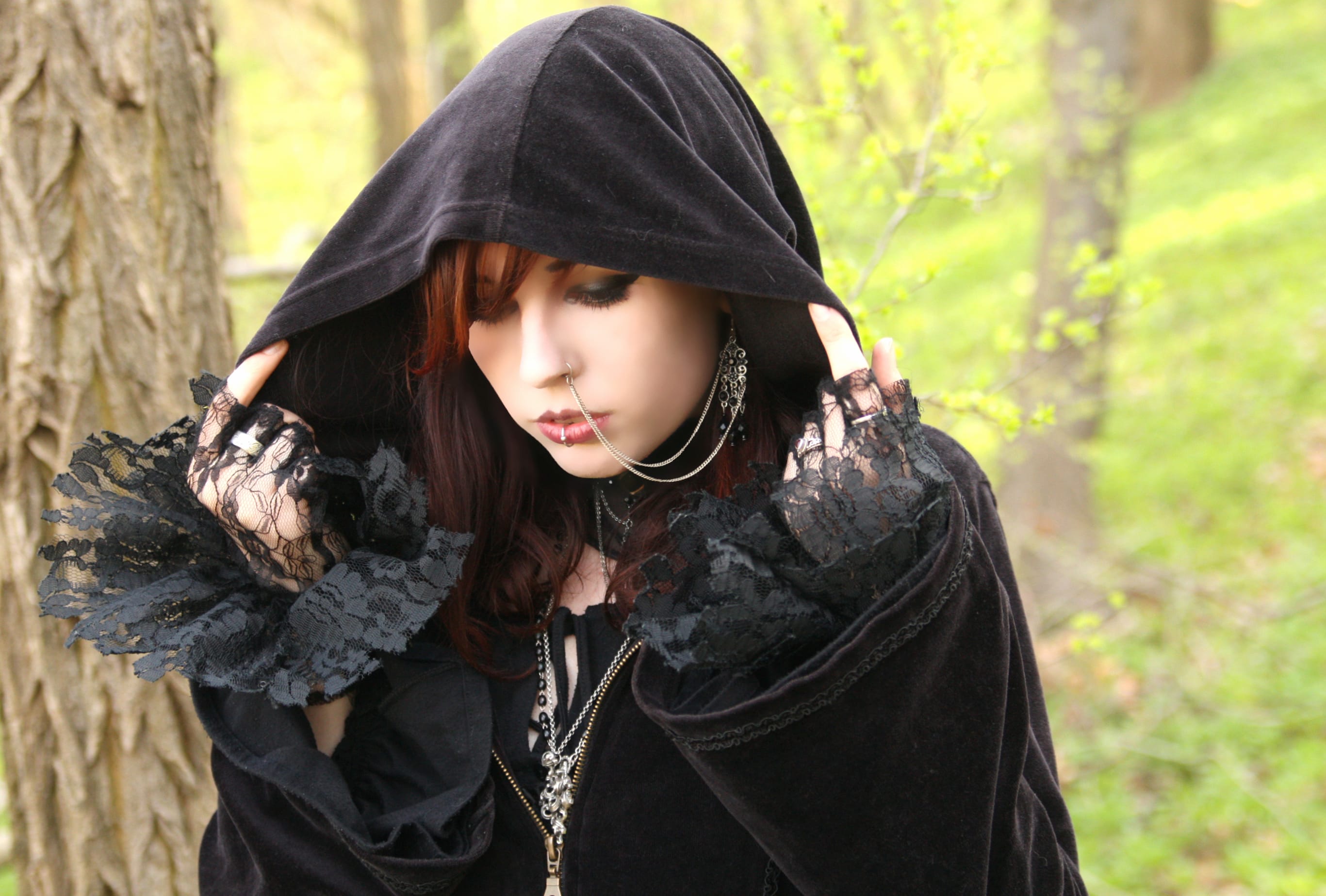 Gothic Woman in Woods wallpapers HD quality