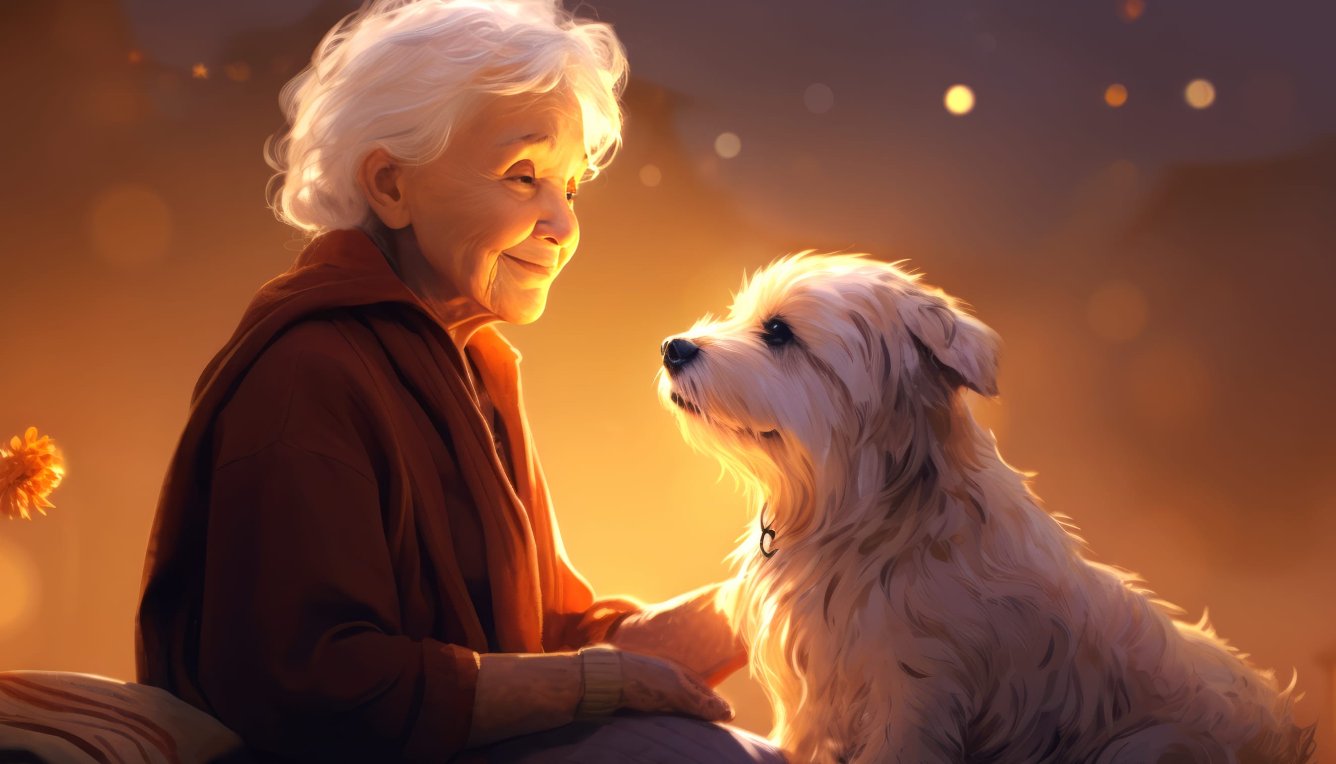 Grandmother and Dog Bond - AI Art wallpapers HD quality