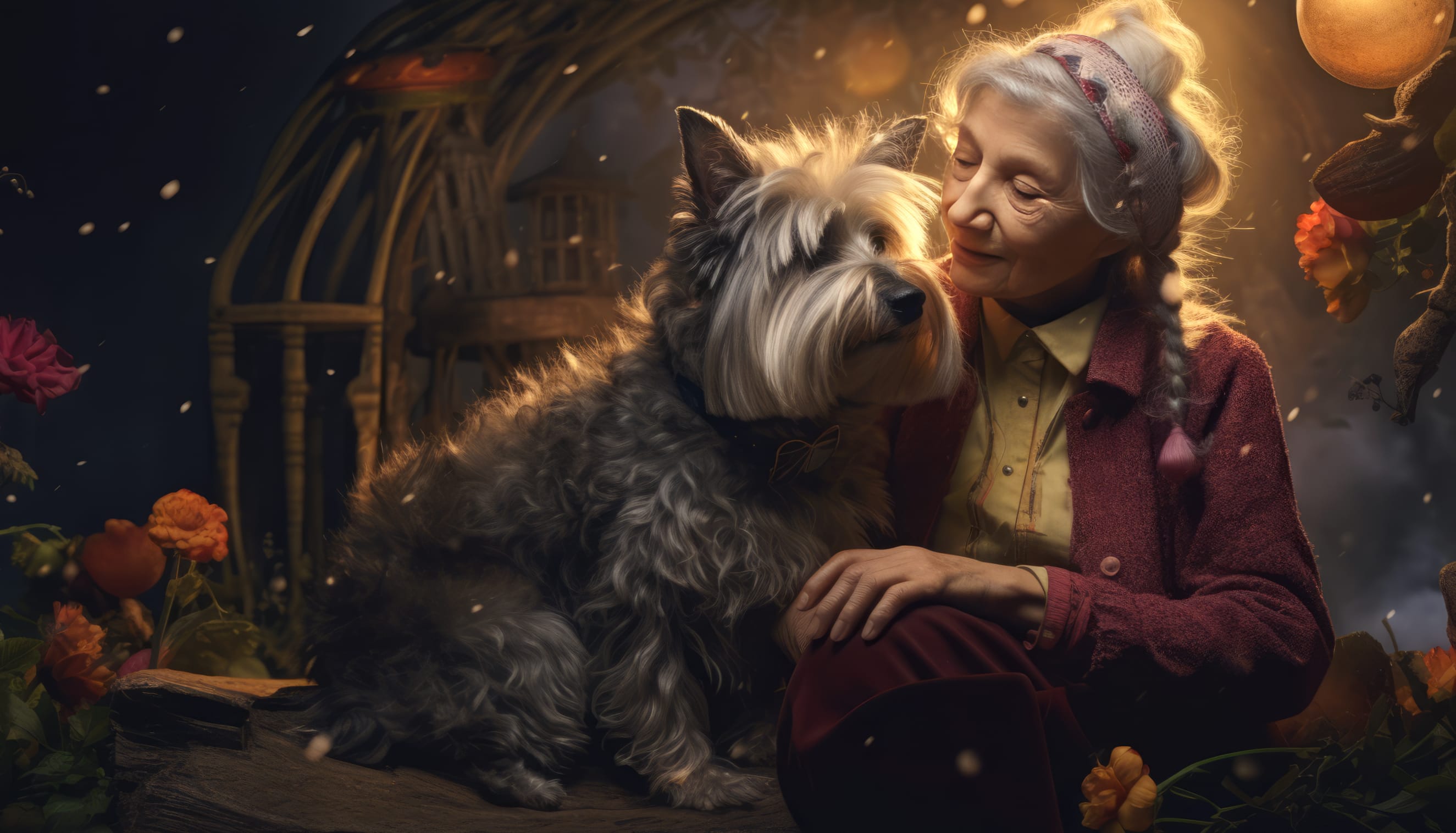 Grandmother and Dog Bonding - AI Art wallpapers HD quality