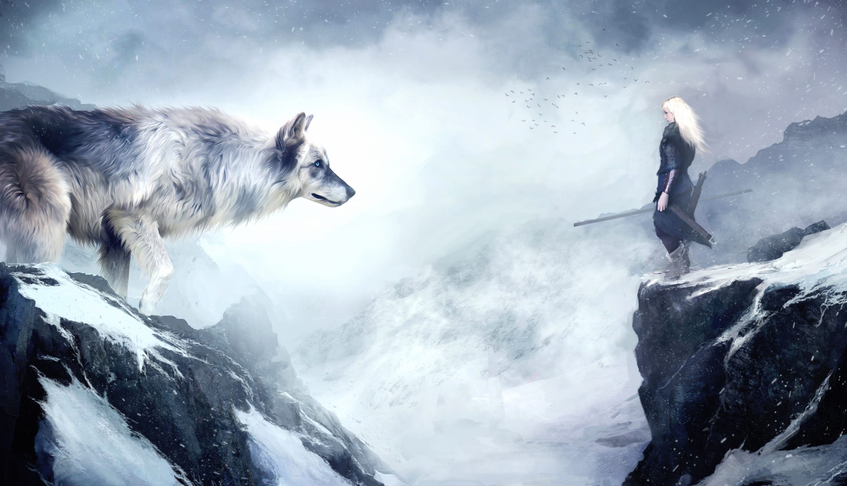 Gray Fantasy Wolf wallpapers HD quality