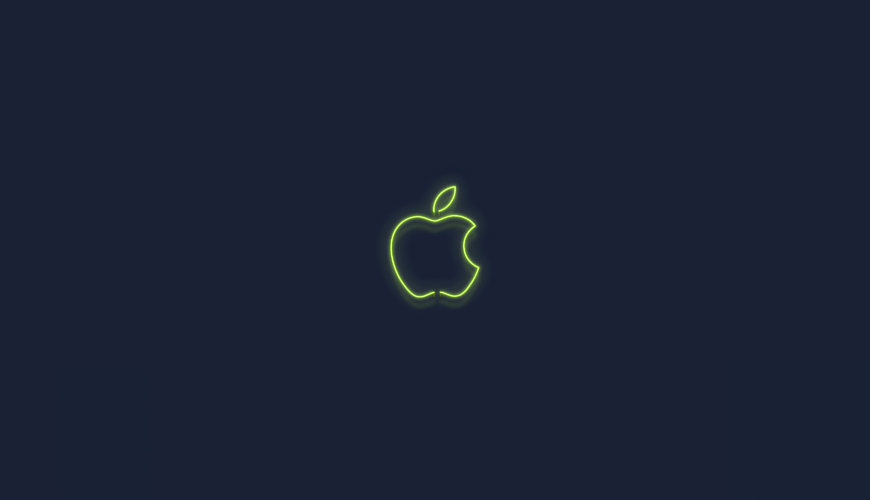 Green Apple logo Neon sign wallpapers HD quality