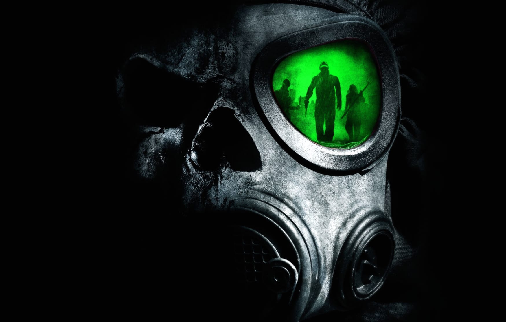 Green Gas Mask Dark Reflections wallpapers HD quality