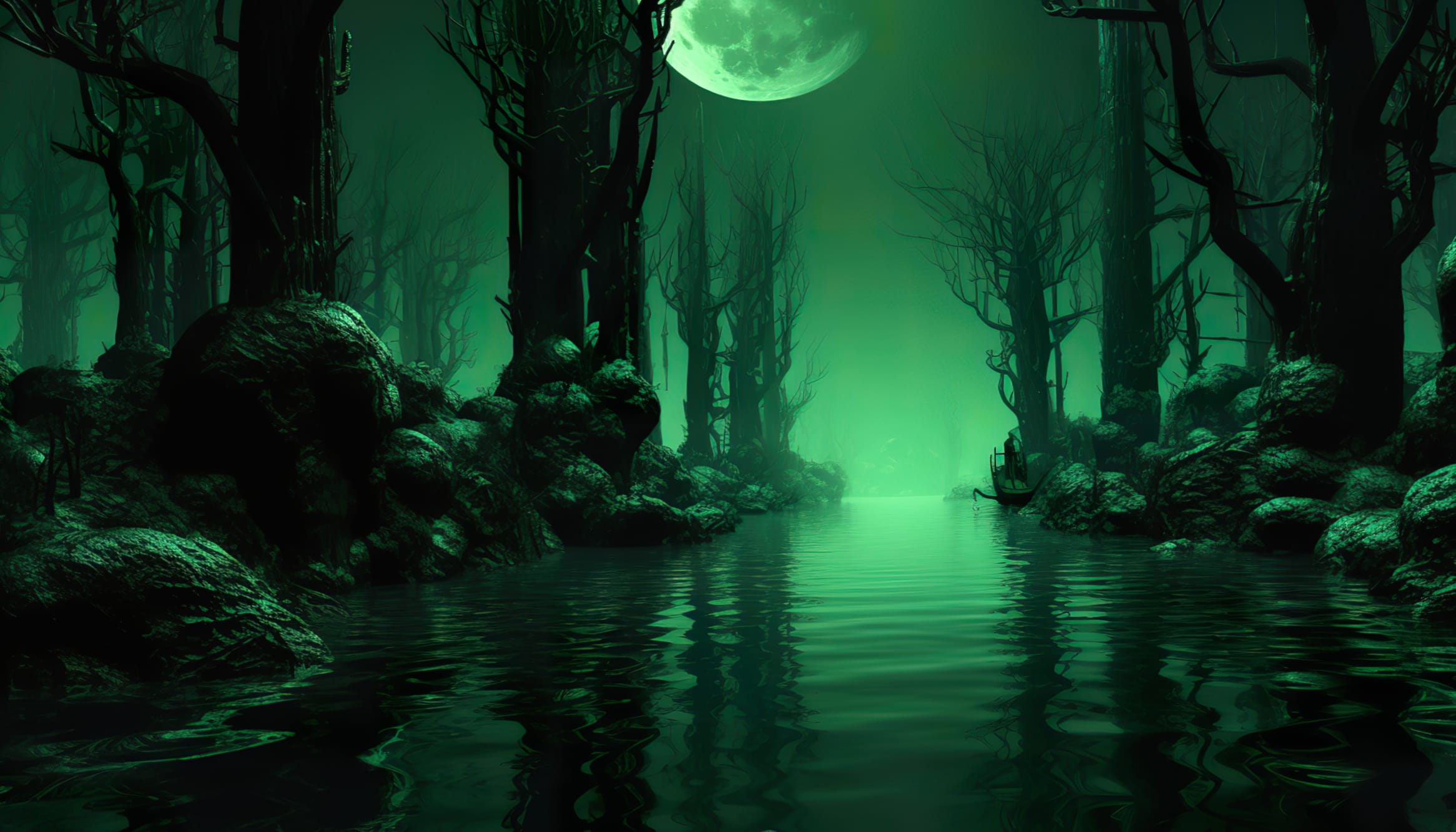 Green Scary Swamp Landscape Wallpaper wallpapers HD quality