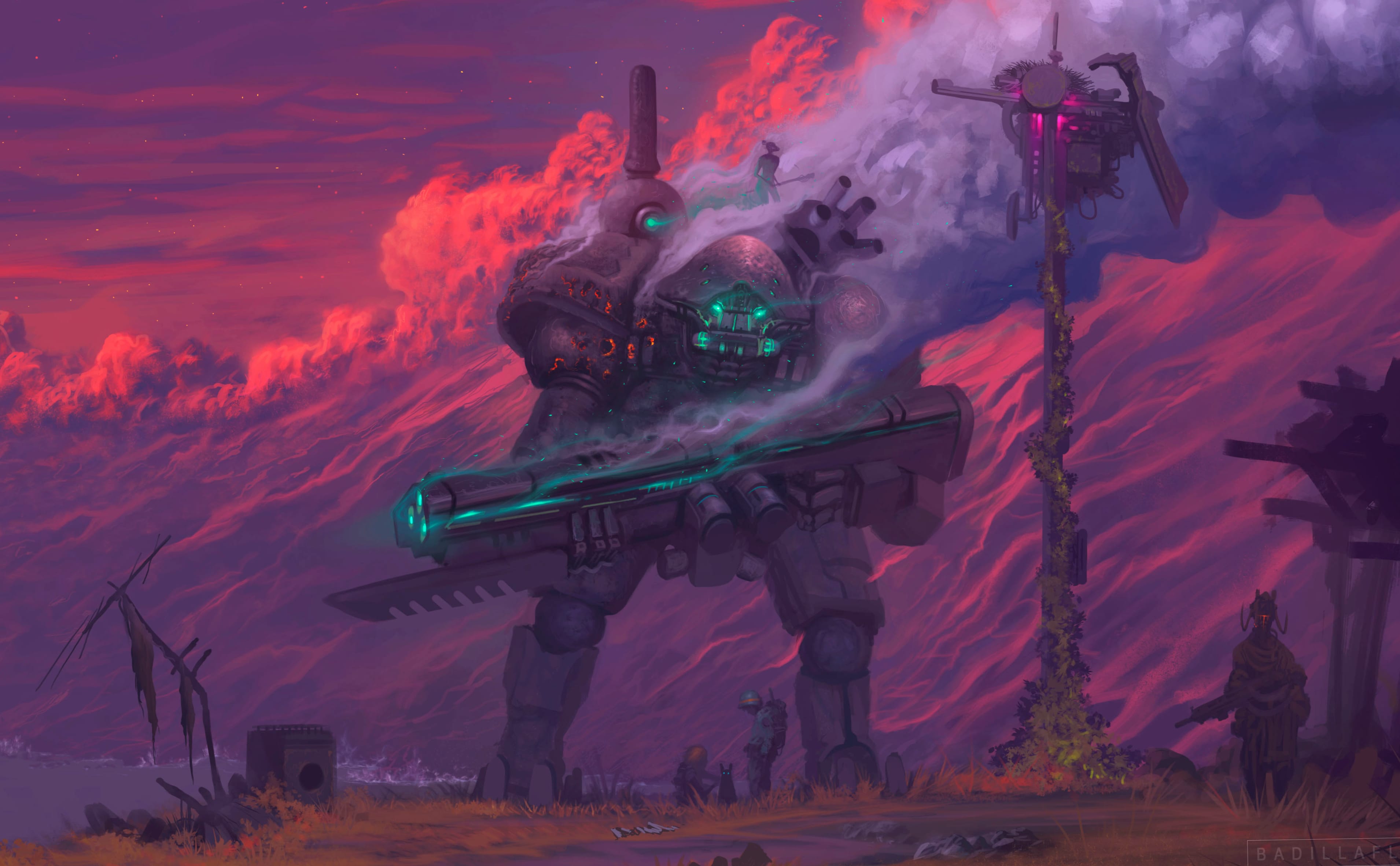 Guardian Mech in Sci-Fi Battle - wallpapers HD quality