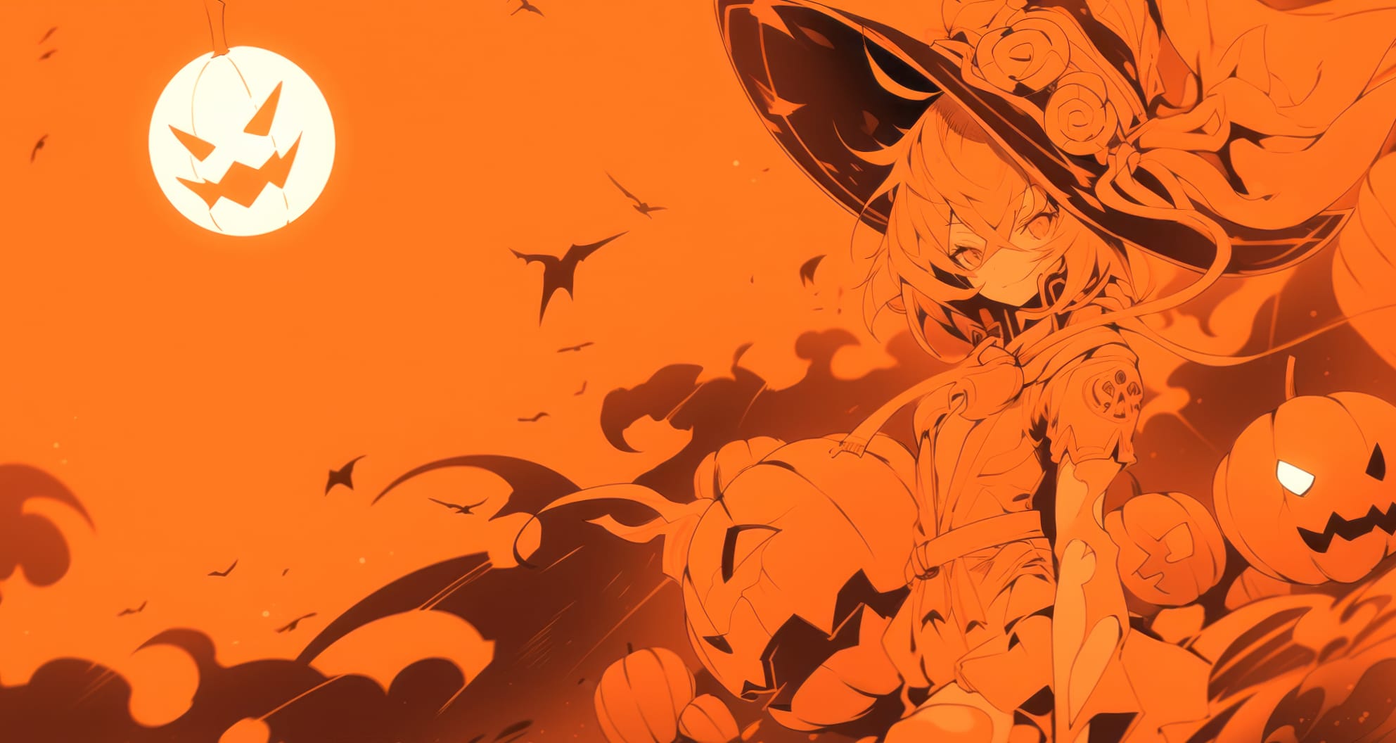 Halloween Anime Witch - HD Desktop Wallpaper wallpapers HD quality