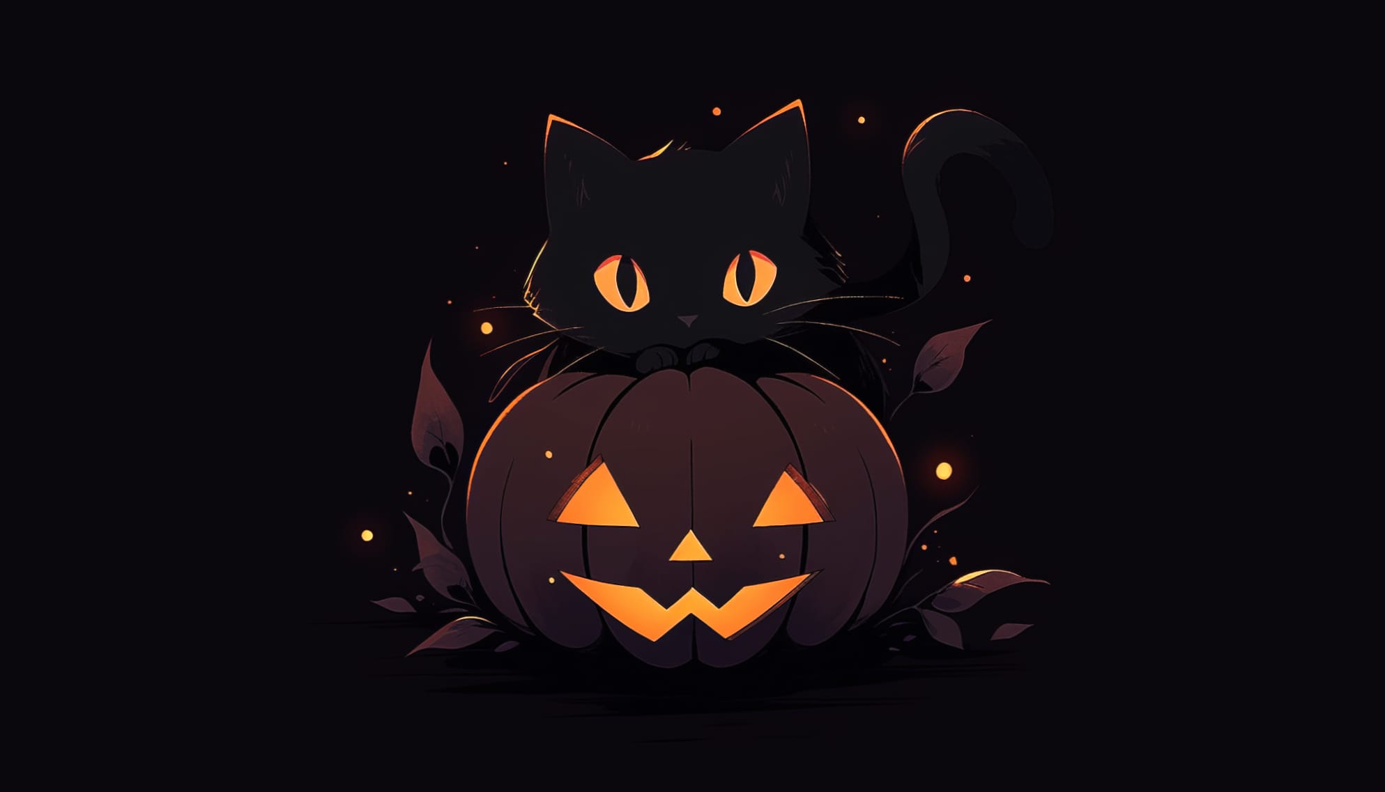 Halloween Black Cat and Pumpkin wallpapers HD quality