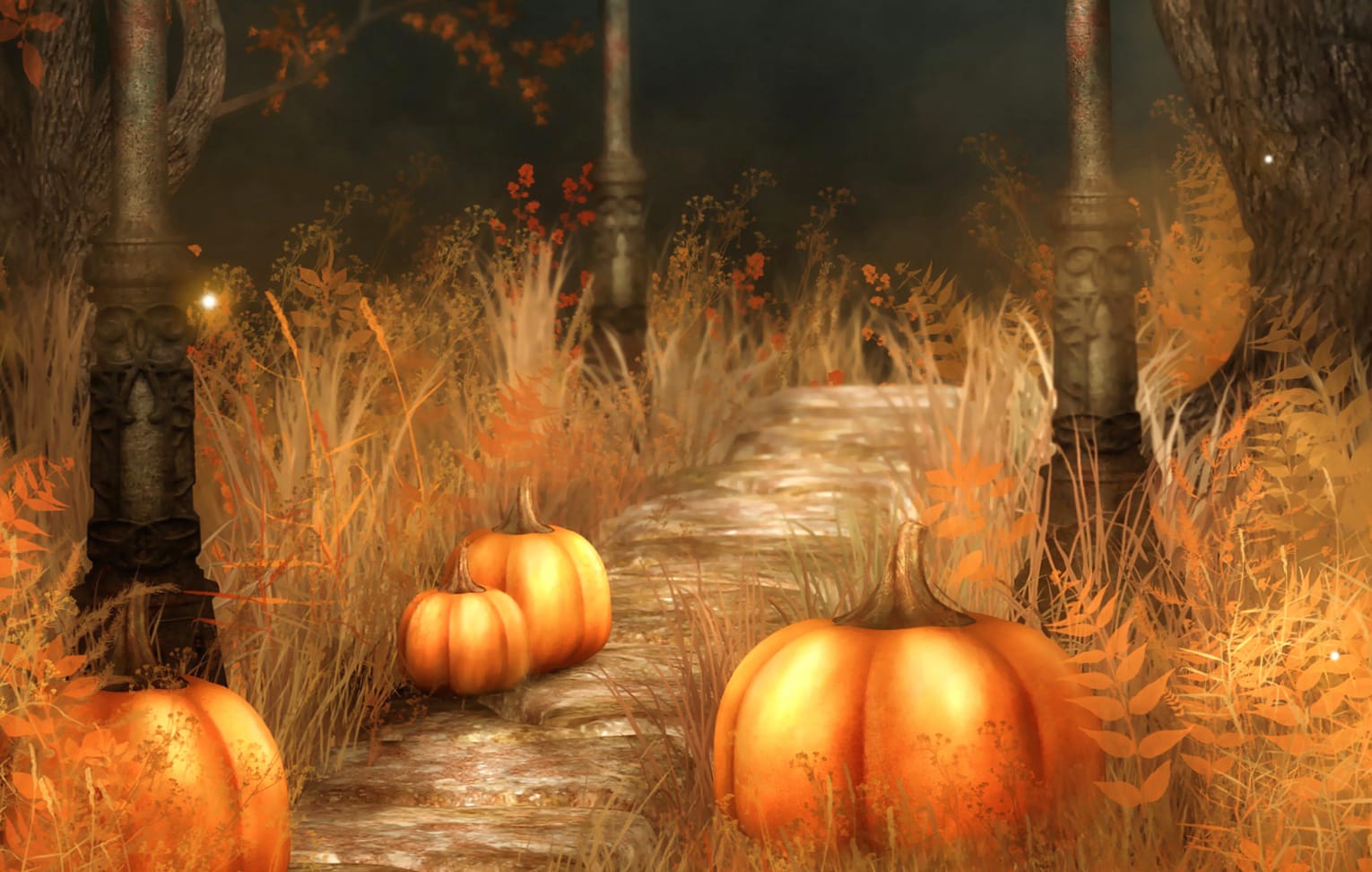 Halloween Pathway at 1024 x 1024 iPad size wallpapers HD quality