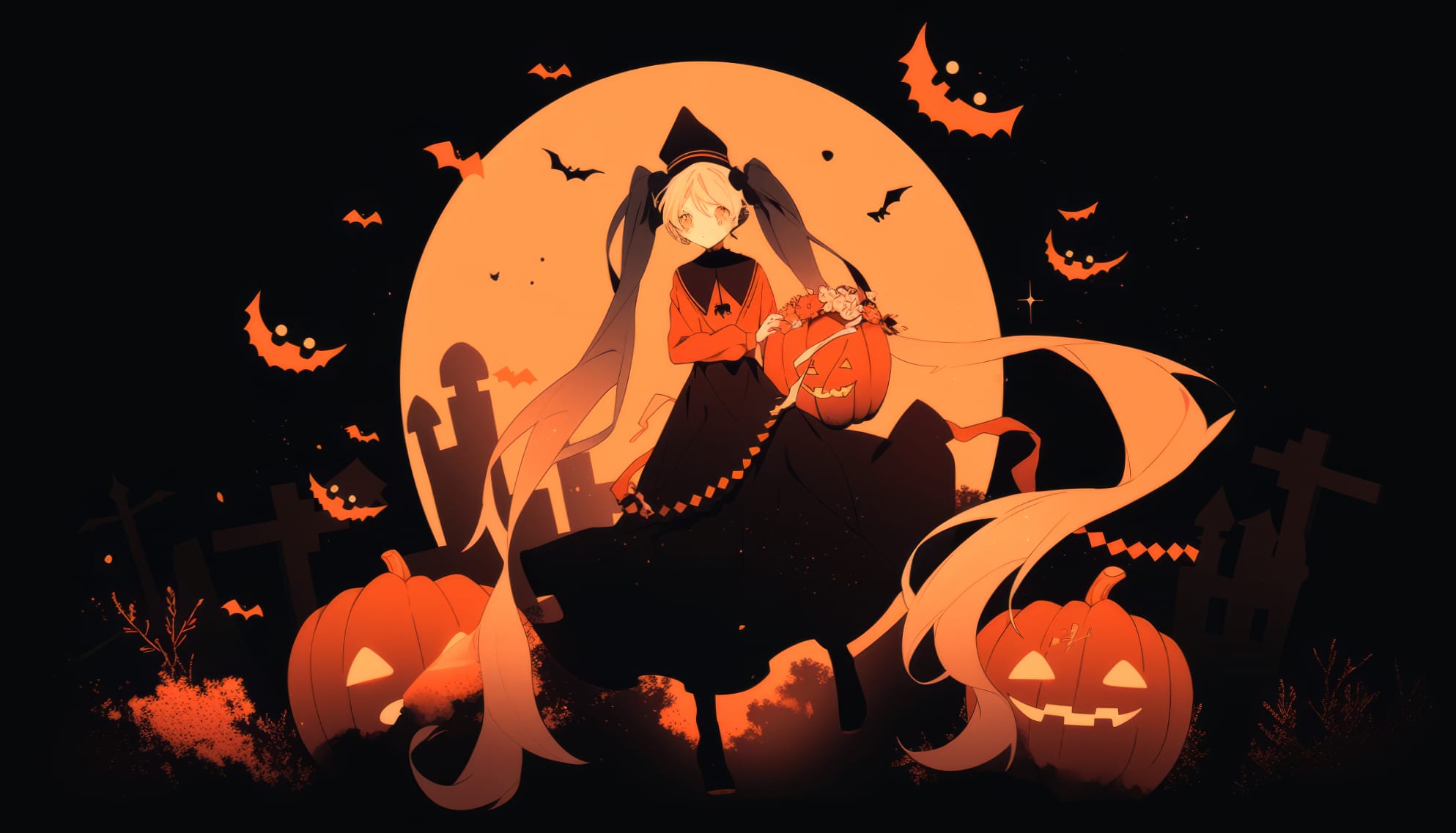 Halloween Witch and Pumpkins wallpapers HD quality