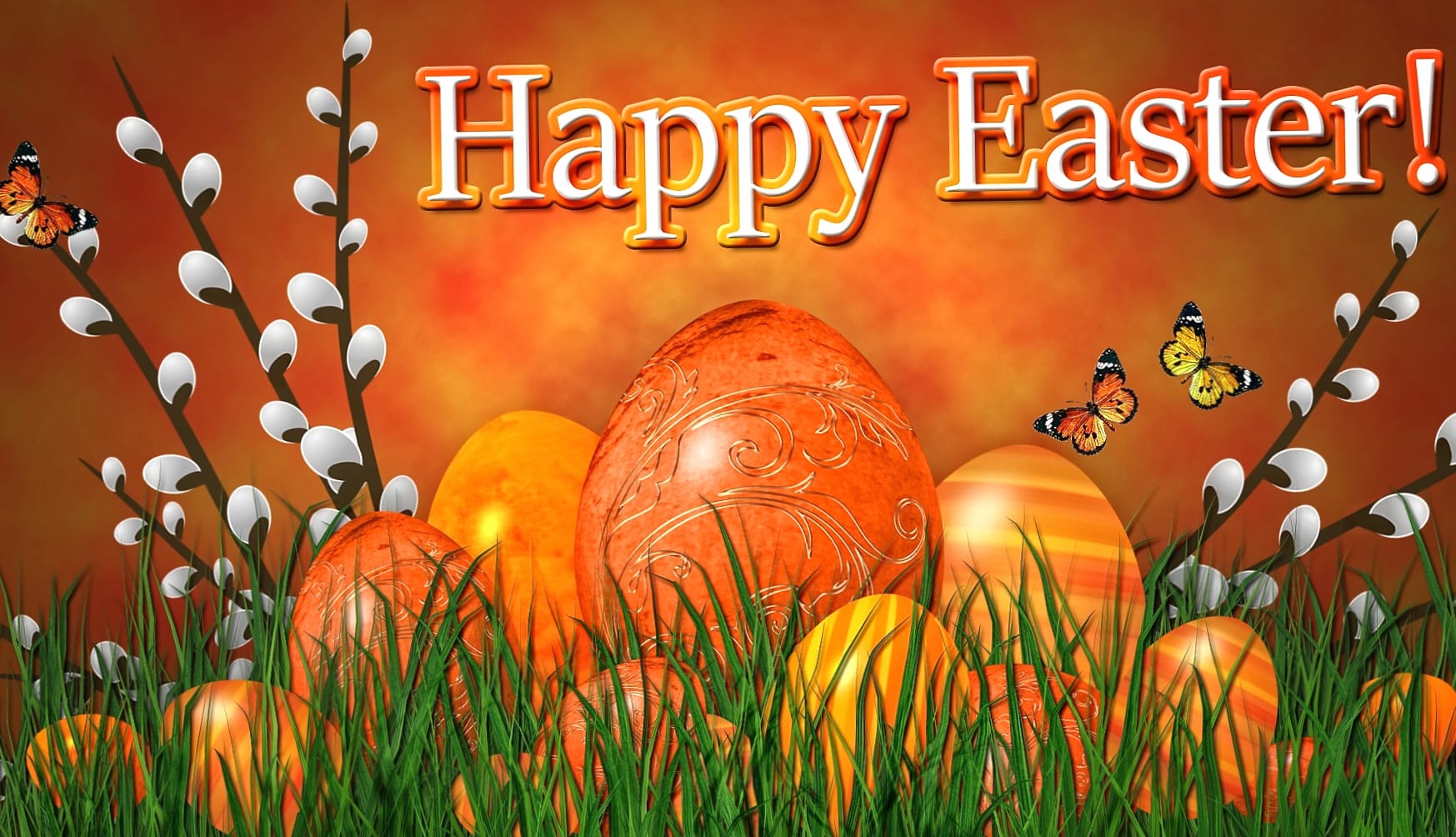 Happy Easter Orange (Color) Easter Egg Holiday Easter wallpapers HD quality