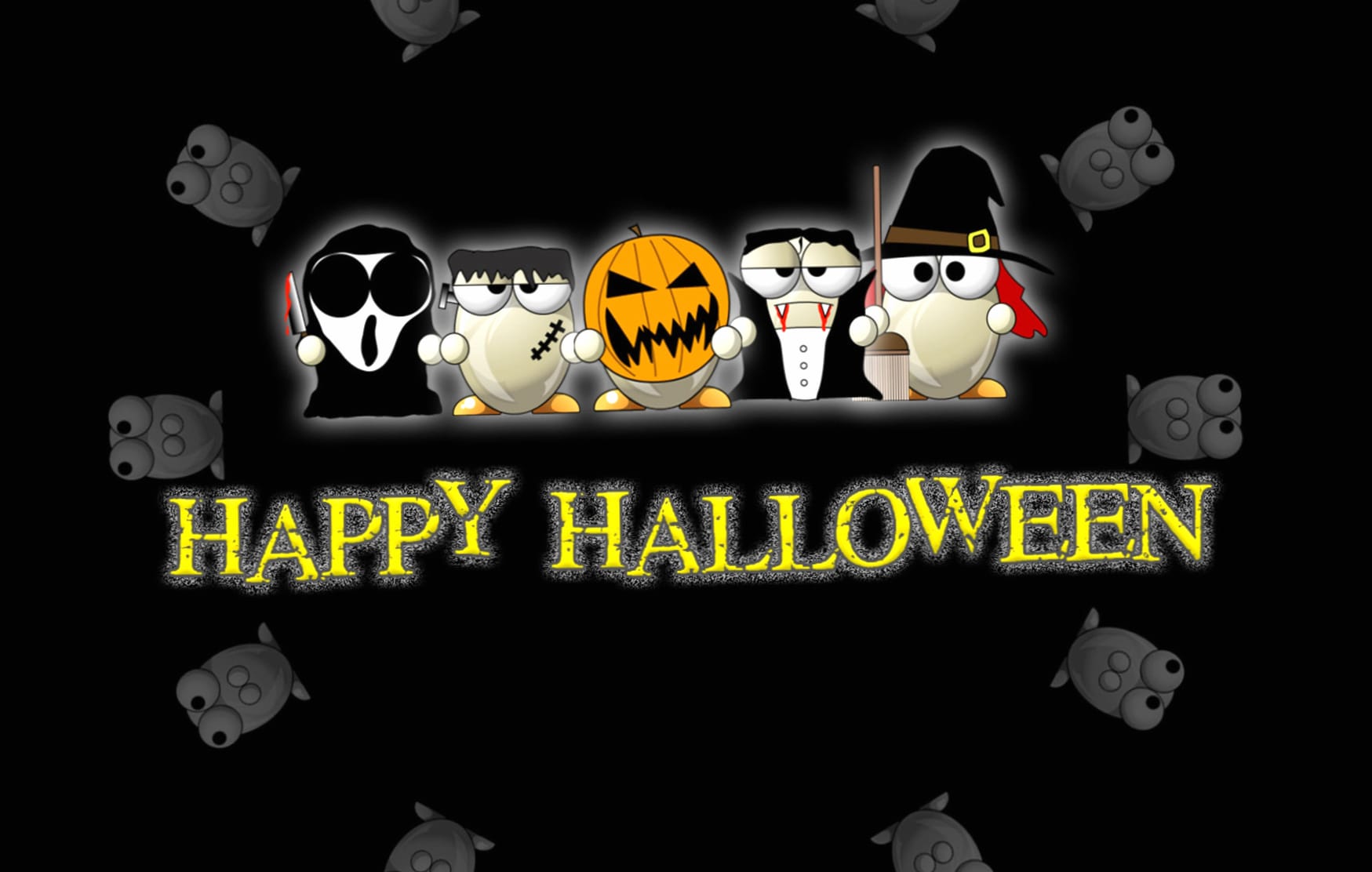 Happy Halloween Cartoon Monster Costume Holiday Halloween wallpapers HD quality