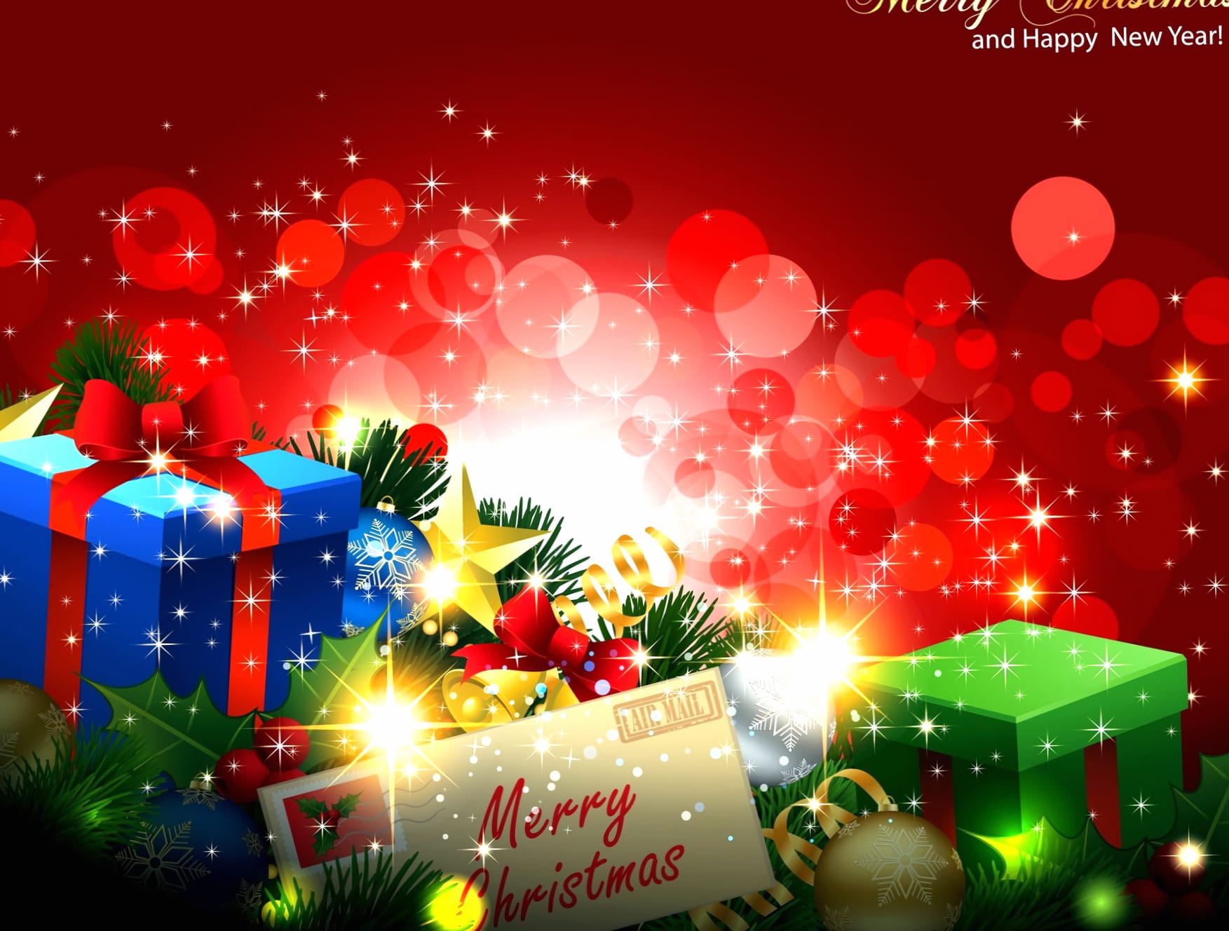 Happy New Year Merry Christmas Sparkles Gift Holiday Christmas wallpapers HD quality